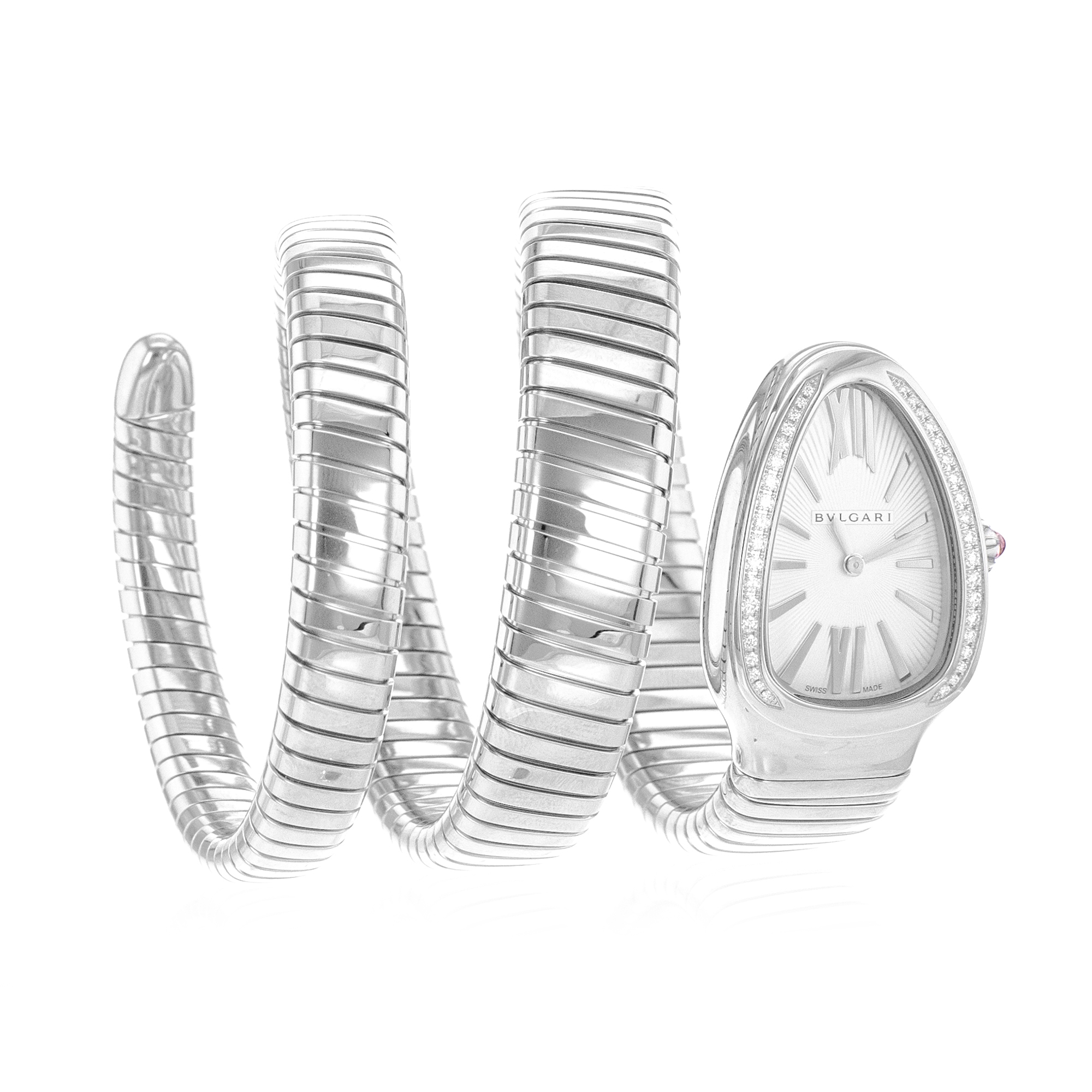 Bulgari Serpenti 101910 35mm Silver Roman Factory Diamond Steel Ladies Watch thumbnail 9