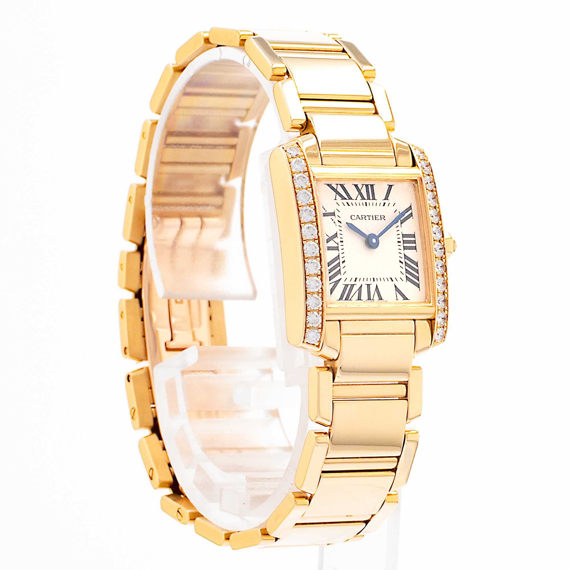 Cartier Tank Francaise WE1001R8 2385 20mm Factory Diamond Gold Ladies Watch thumbnail 7