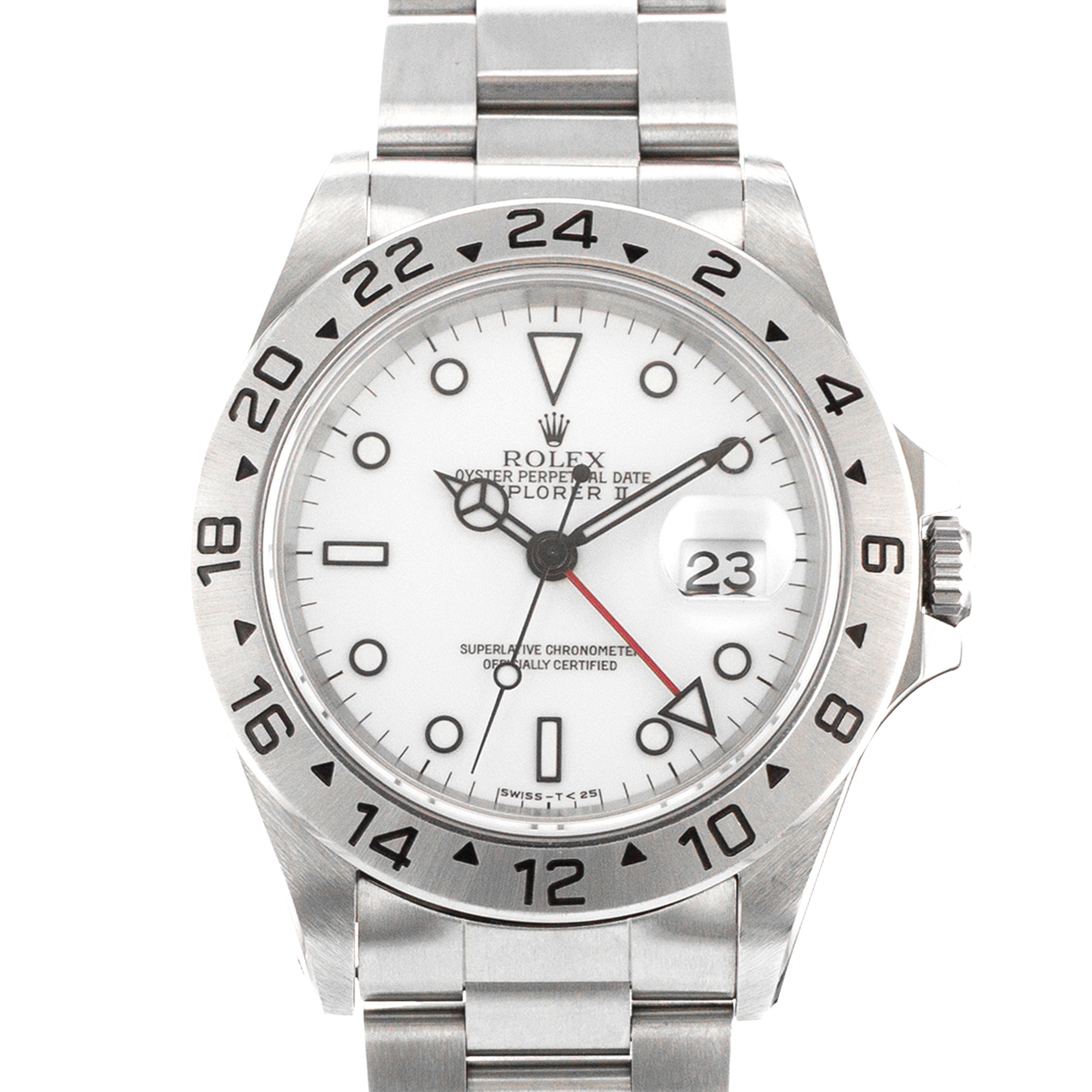 Rolex Explorer II 16570 40mm GMT White Stainless Steel Oyster Mens Watch 1999 thumbnail 1
