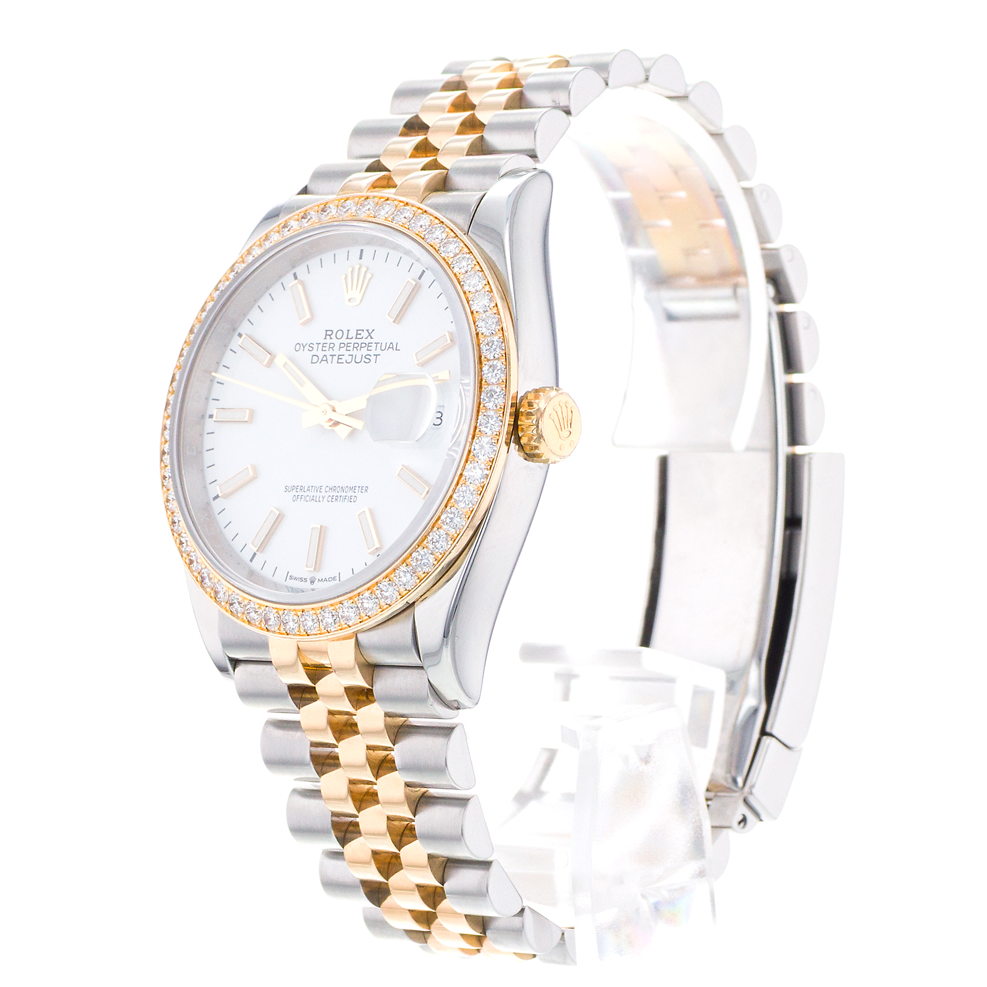Rolex Datejust 36 126283RBR Factory Diamonds Steel Yellow Gold Mens Watch thumbnail 4
