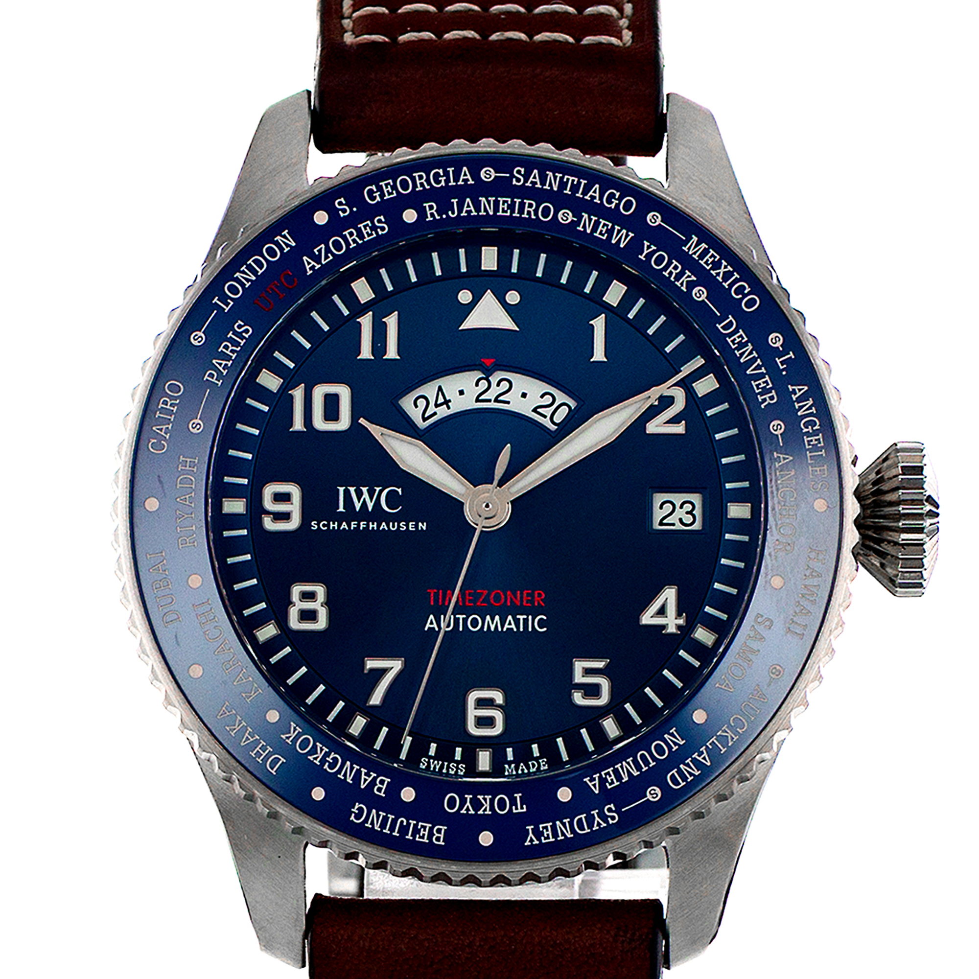 IWC Pilot Timezoner IW395503 46mm Blue Ceramic Le Petit Prince Mens Watch thumbnail 1