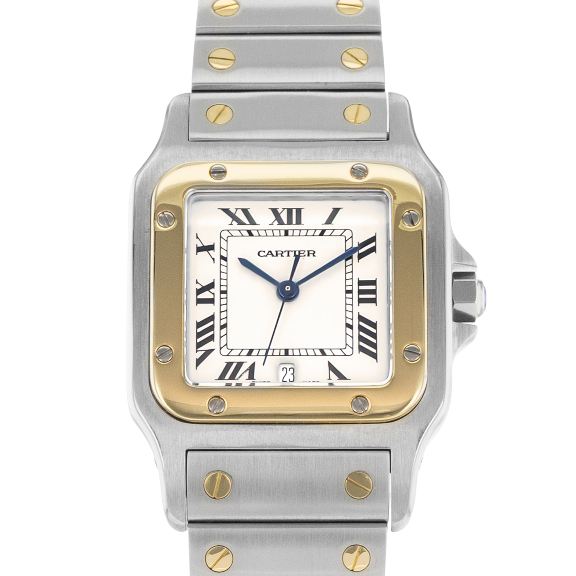 Cartier Santos Galbee W20011C4 1566 29mm Silver Steel Yellow Gold Mens Watch thumbnail 1