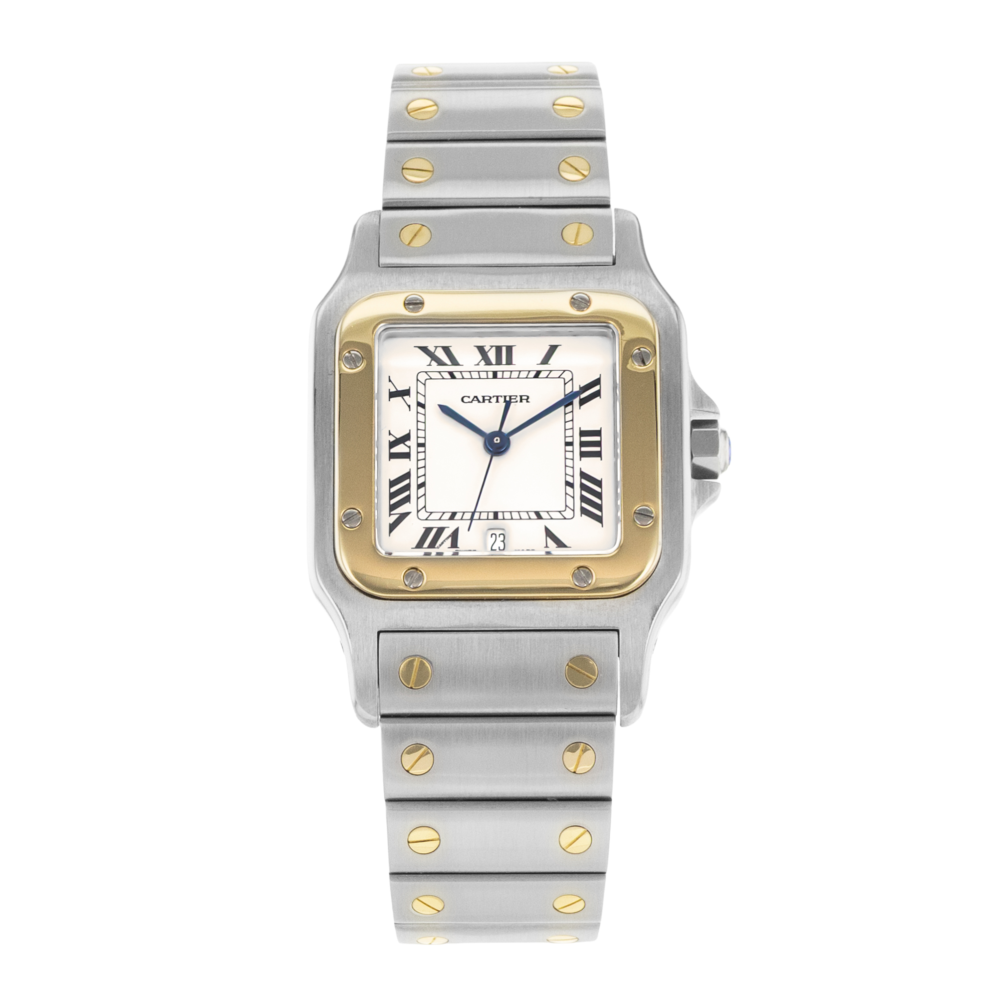 Cartier Santos Galbee W20011C4 1566 29mm Silver Steel Yellow Gold Mens Watch thumbnail 2