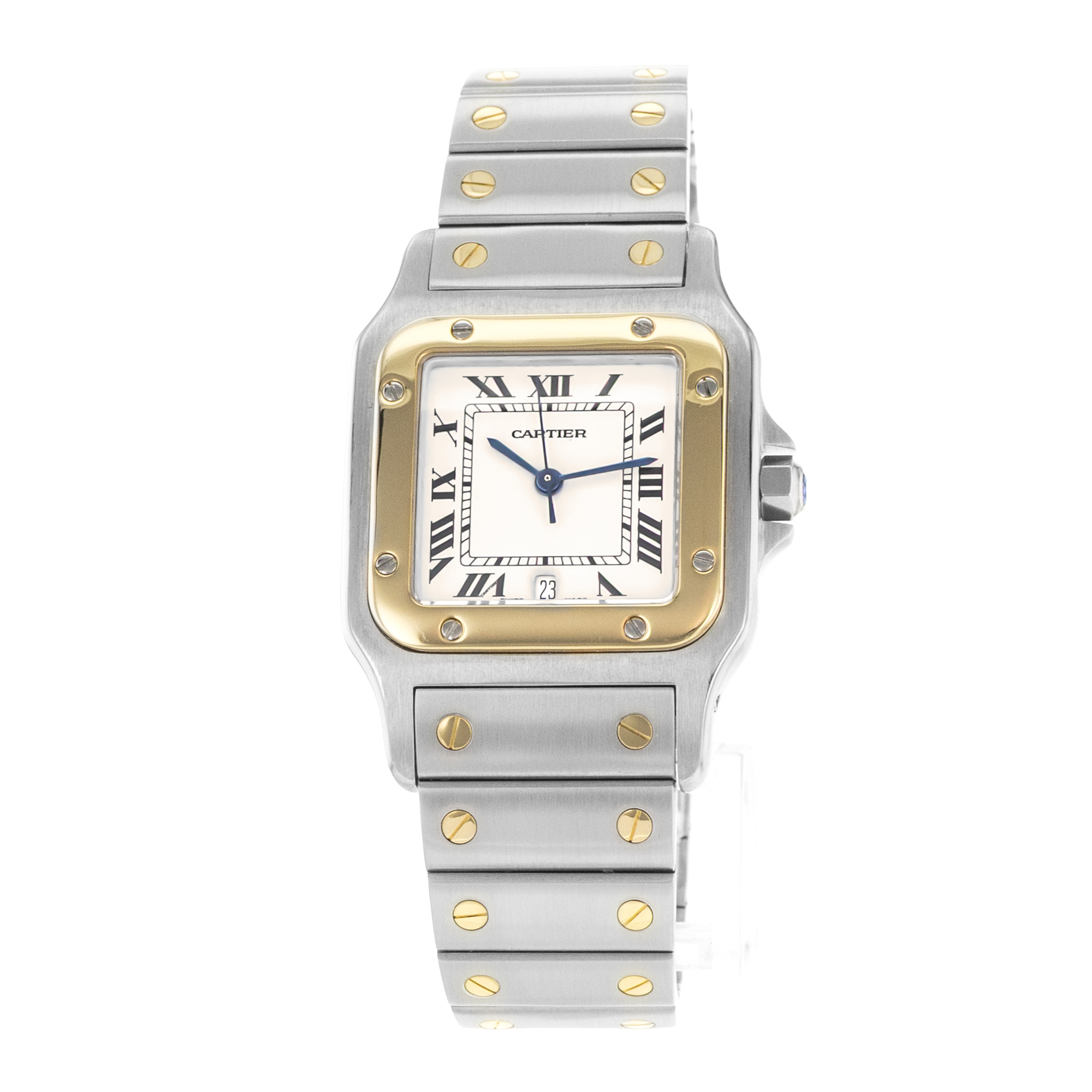 Cartier Santos Galbee W20011C4 1566 29mm Silver Steel Yellow Gold Mens Watch thumbnail 3