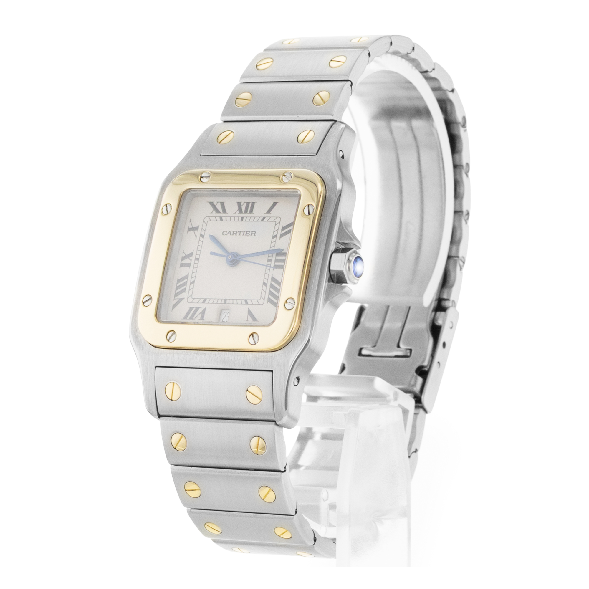 Cartier Santos Galbee W20011C4 1566 29mm Silver Steel Yellow Gold Mens Watch thumbnail 4