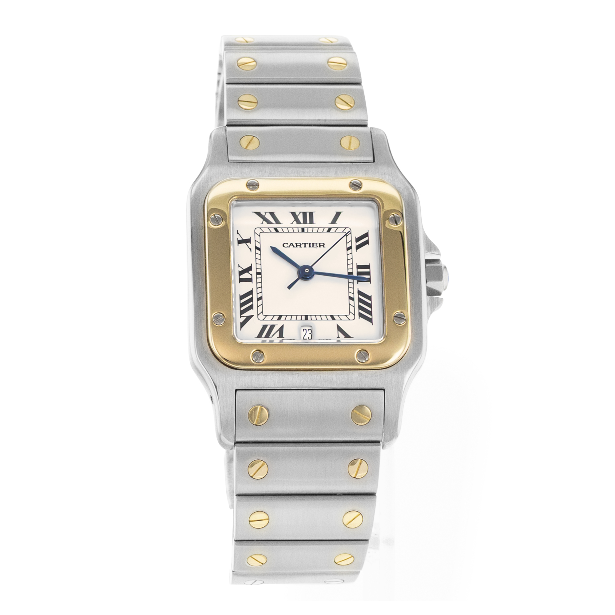 Cartier Santos Galbee W20011C4 1566 29mm Silver Steel Yellow Gold Mens Watch thumbnail 8