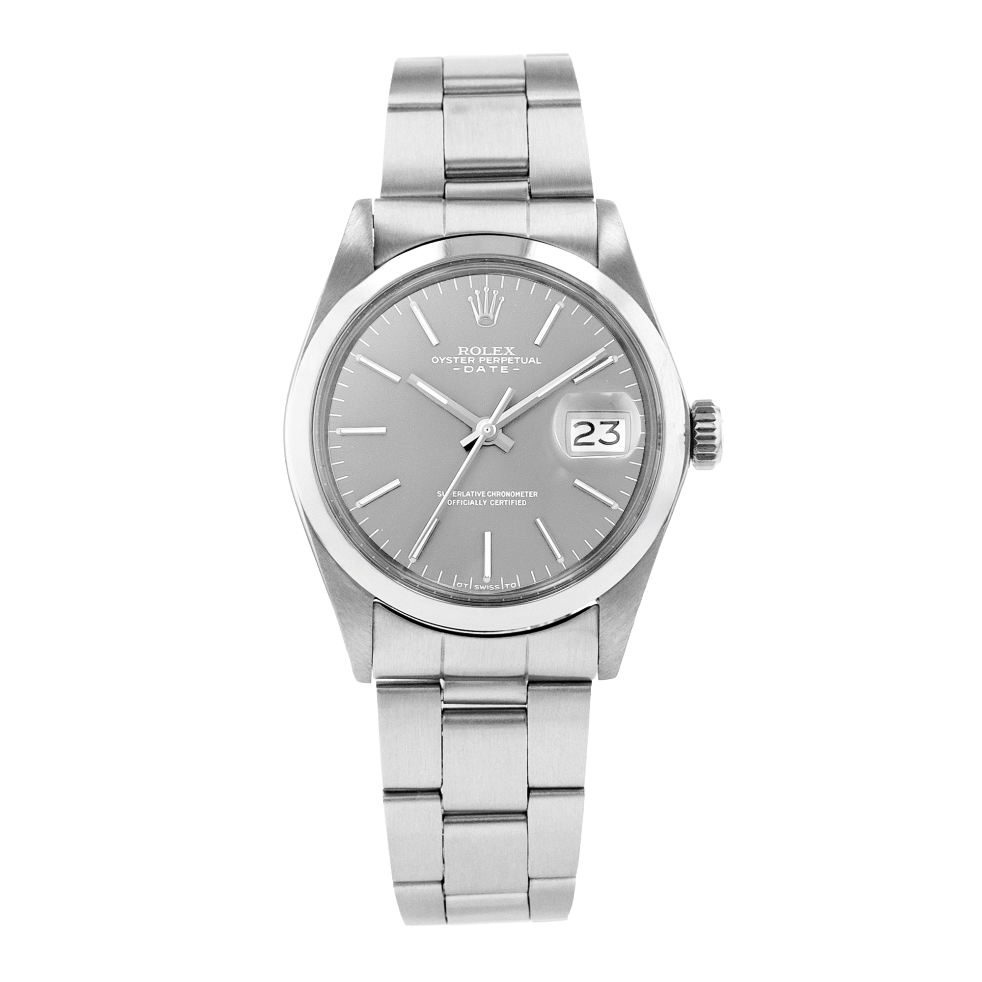 Rolex Oysterdate Precision 6694 34mm Grey Stick Steel Smooth Mens Watch 1969 thumbnail 2
