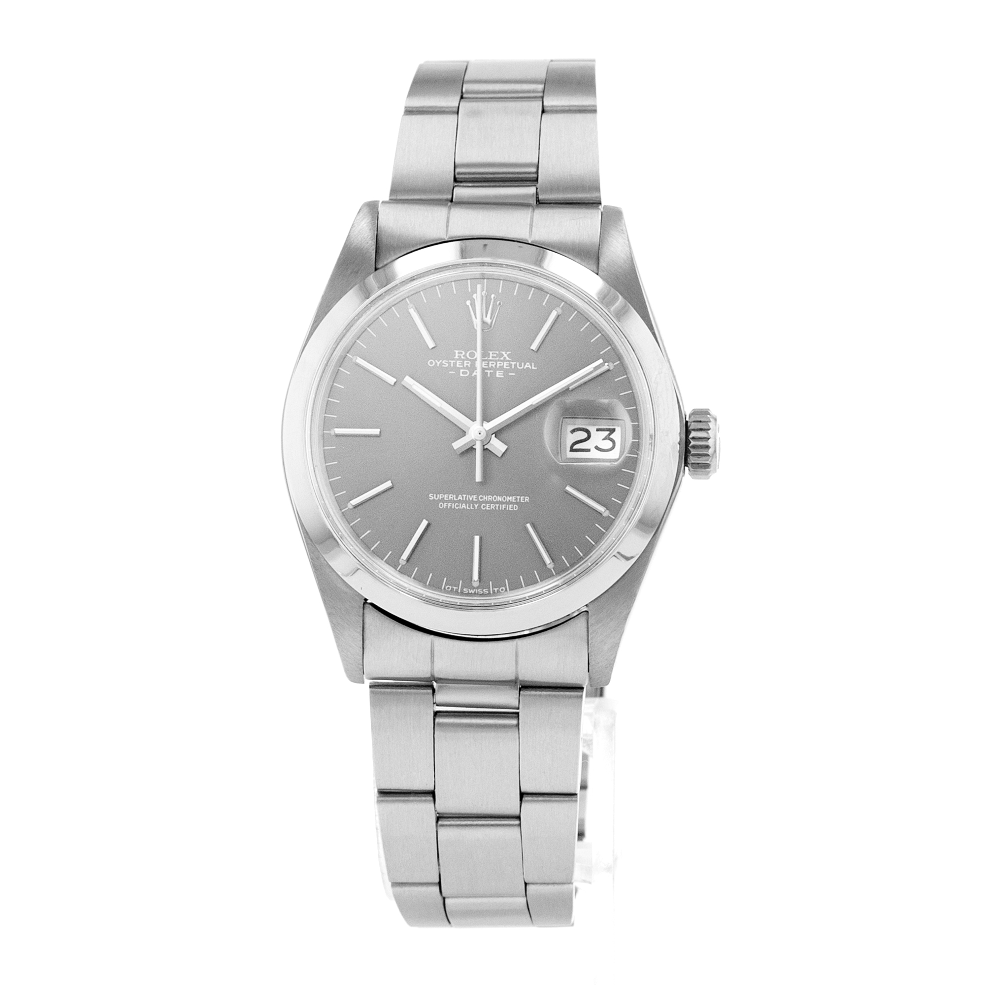 Rolex Oysterdate Precision 6694 34mm Grey Stick Steel Smooth Mens Watch 1969 thumbnail 3