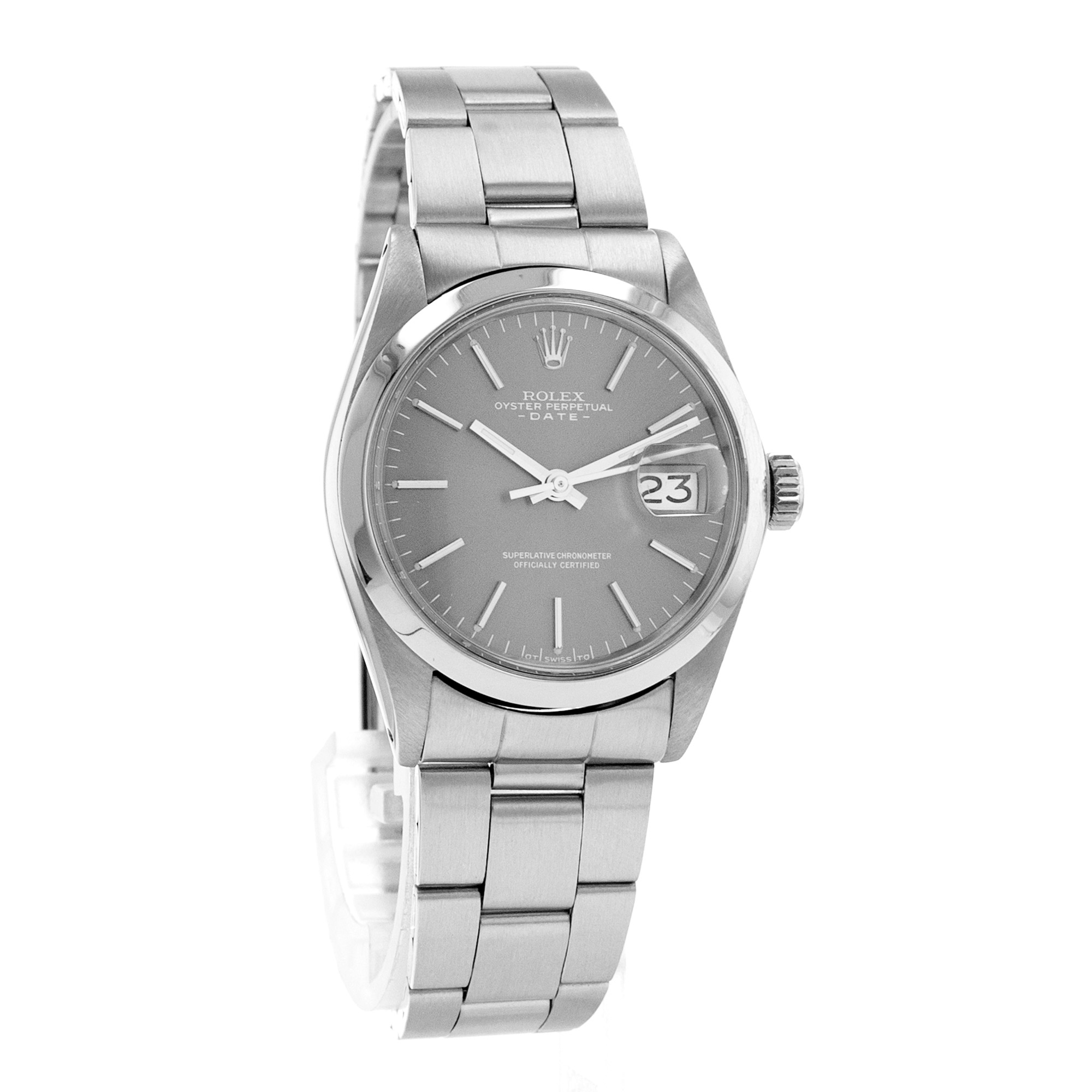 Rolex Oysterdate Precision 6694 34mm Grey Stick Steel Smooth Mens Watch 1969 thumbnail 8