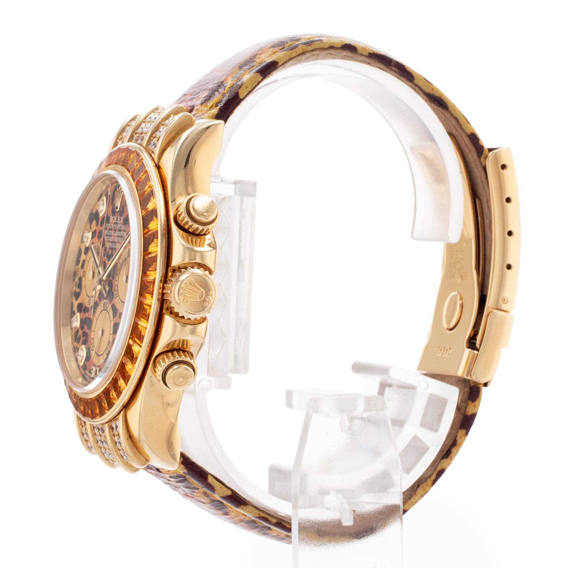 Rolex Daytona 116598 SACO Cosmograph Leopard Diamond Orange Yellow Gold Watch thumbnail 5
