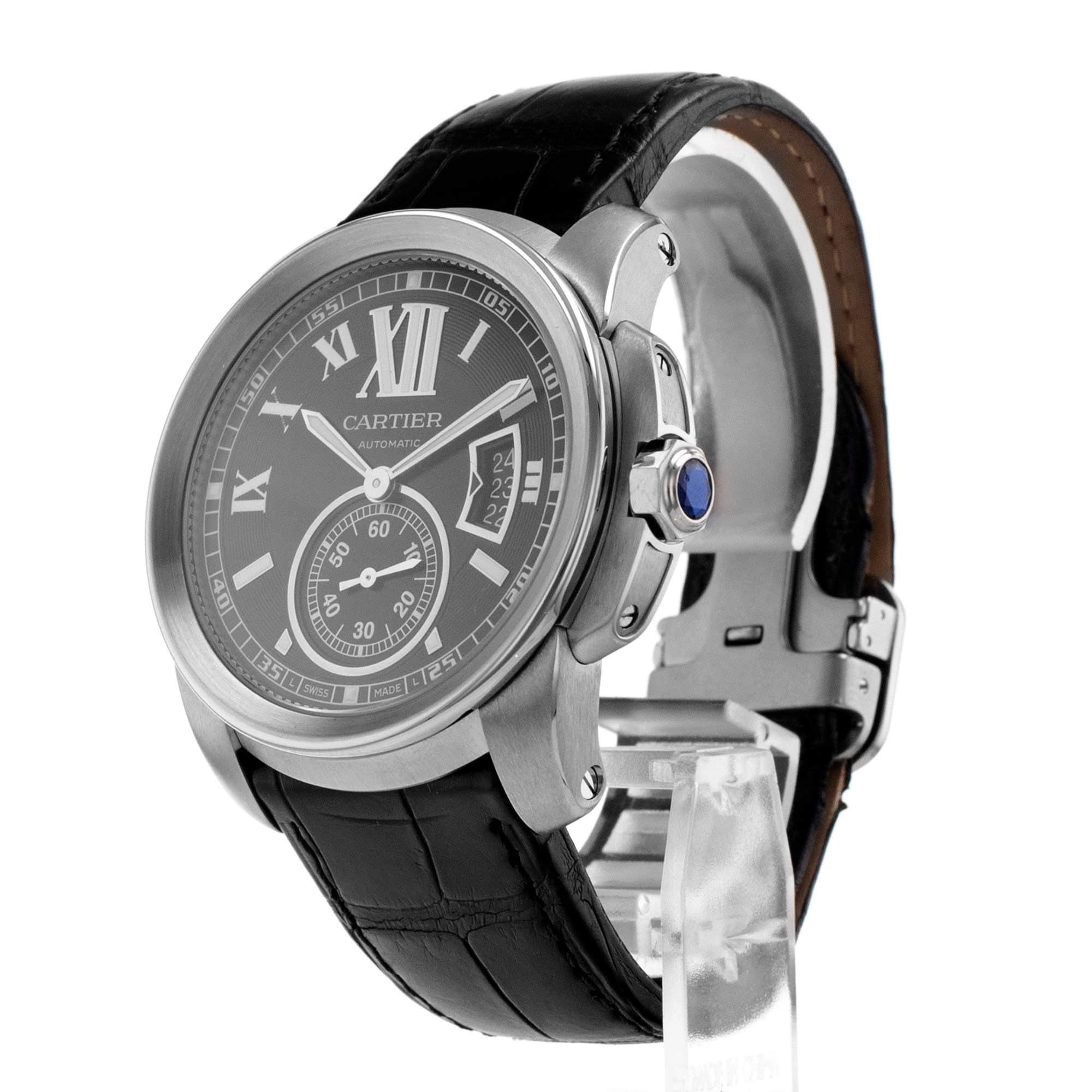 Cartier Calibre de Cartier W7100041 3389 42mm Black Roman Leather Mens Watch thumbnail 4