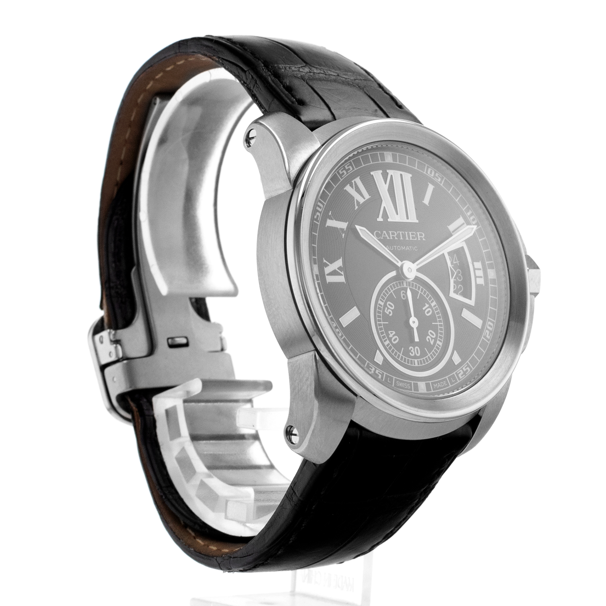 Cartier Calibre de Cartier W7100041 3389 42mm Black Roman Leather Mens Watch thumbnail 7
