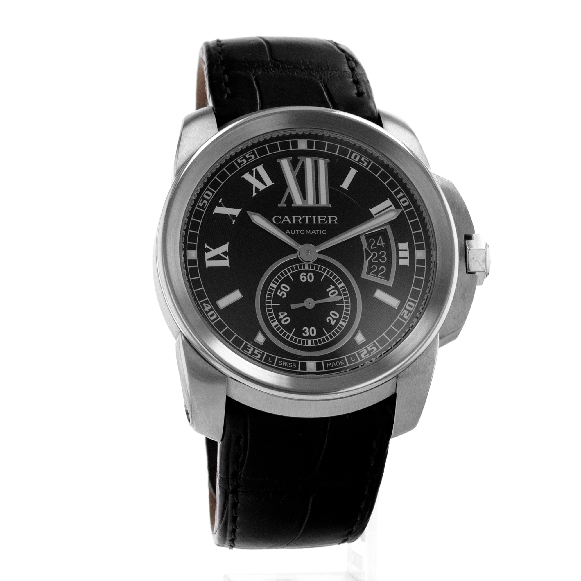 Cartier Calibre de Cartier W7100041 3389 42mm Black Roman Leather Mens Watch thumbnail 8