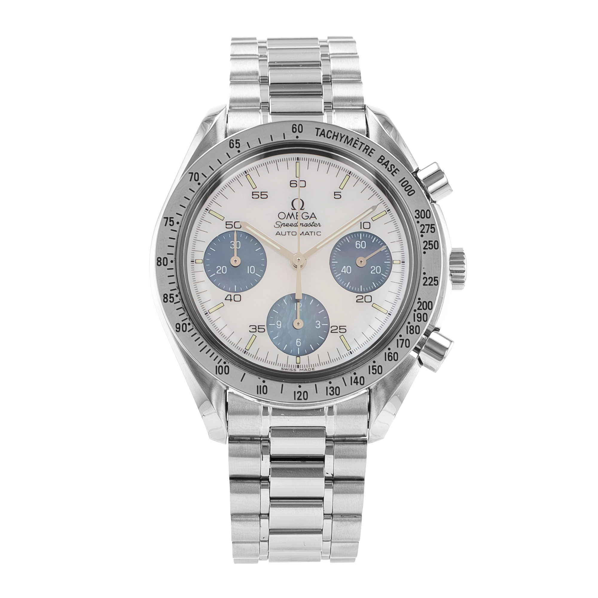 Omega Speedmaster 3502.74 White MOP Sub Dials Steel Chronograph Mens Watch thumbnail 2