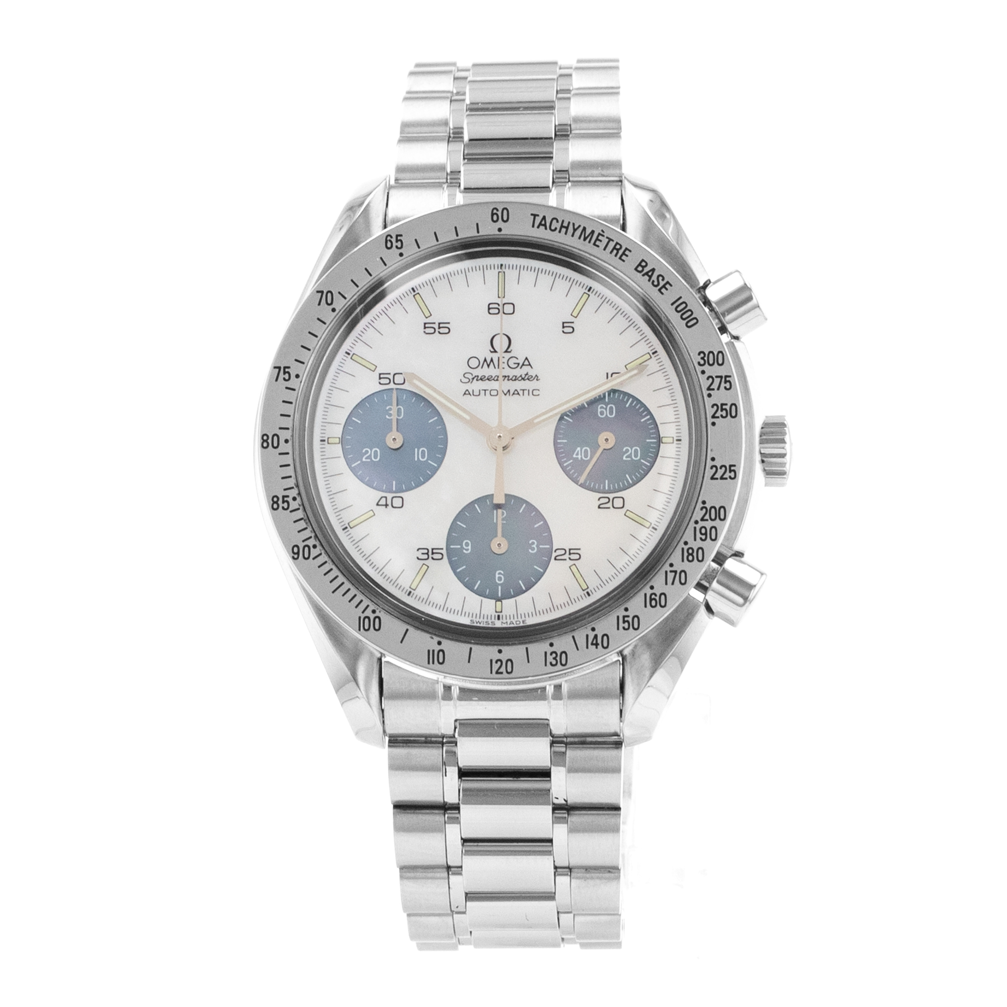 Omega Speedmaster 3502.74 White MOP Sub Dials Steel Chronograph Mens Watch thumbnail 4