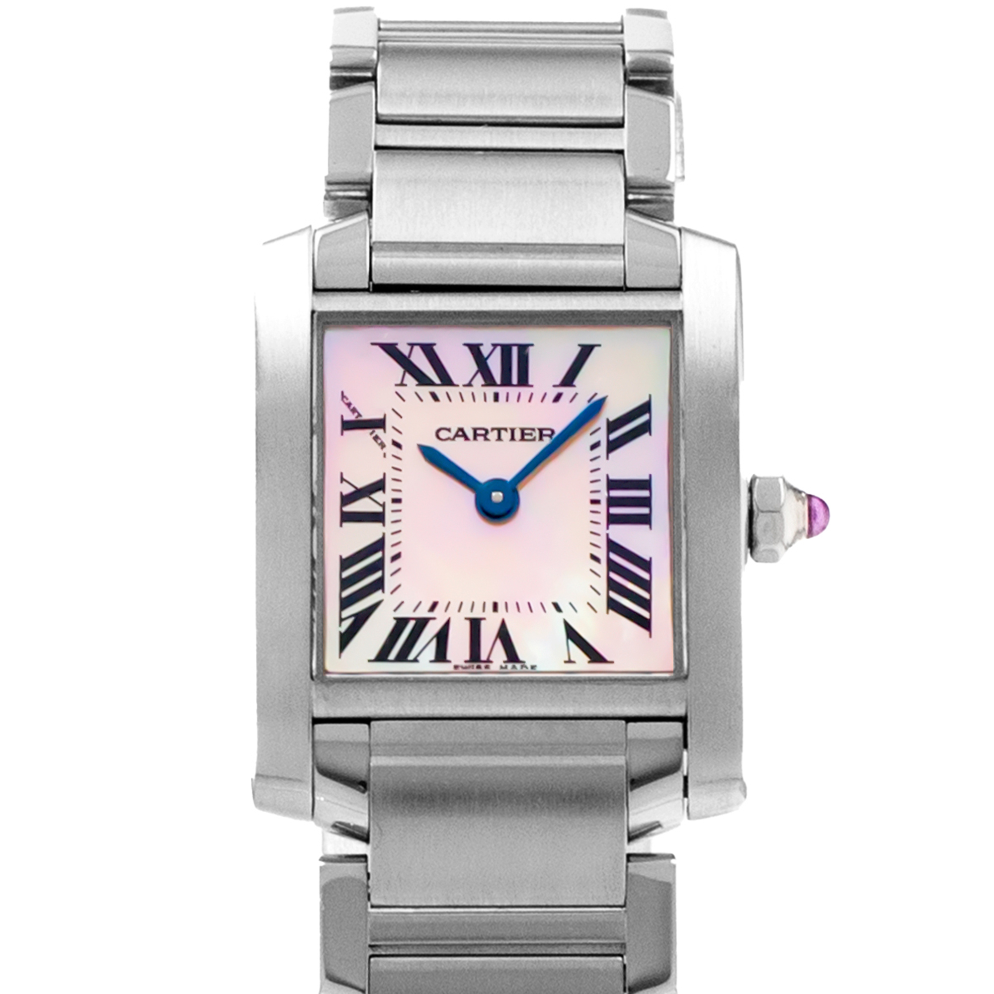 Cartier Tank Française W51028Q3 Pink Mother Of Pearl Steel Quartz Ladies Watch thumbnail 1