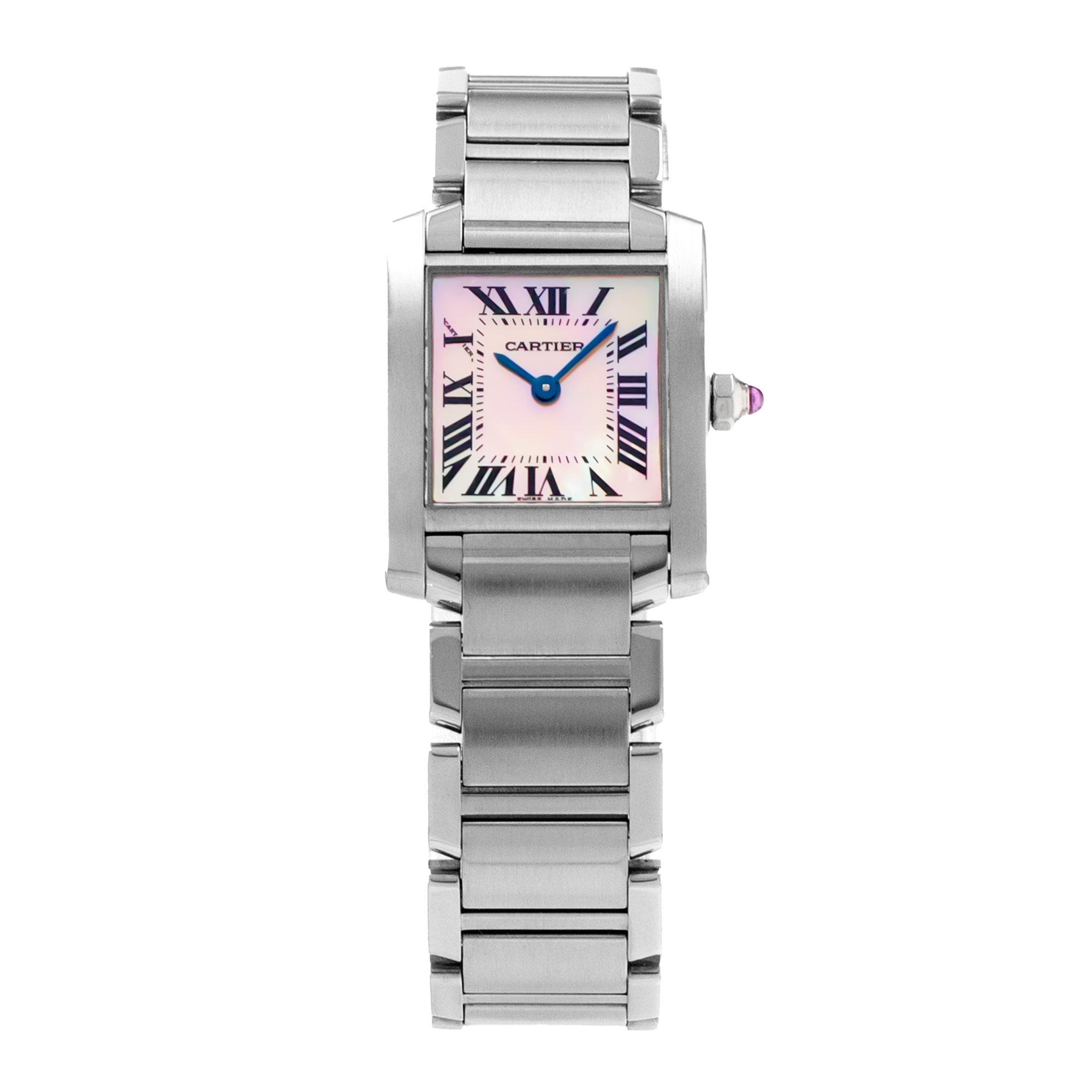 Cartier Tank Française W51028Q3 Pink Mother Of Pearl Steel Quartz Ladies Watch thumbnail 2