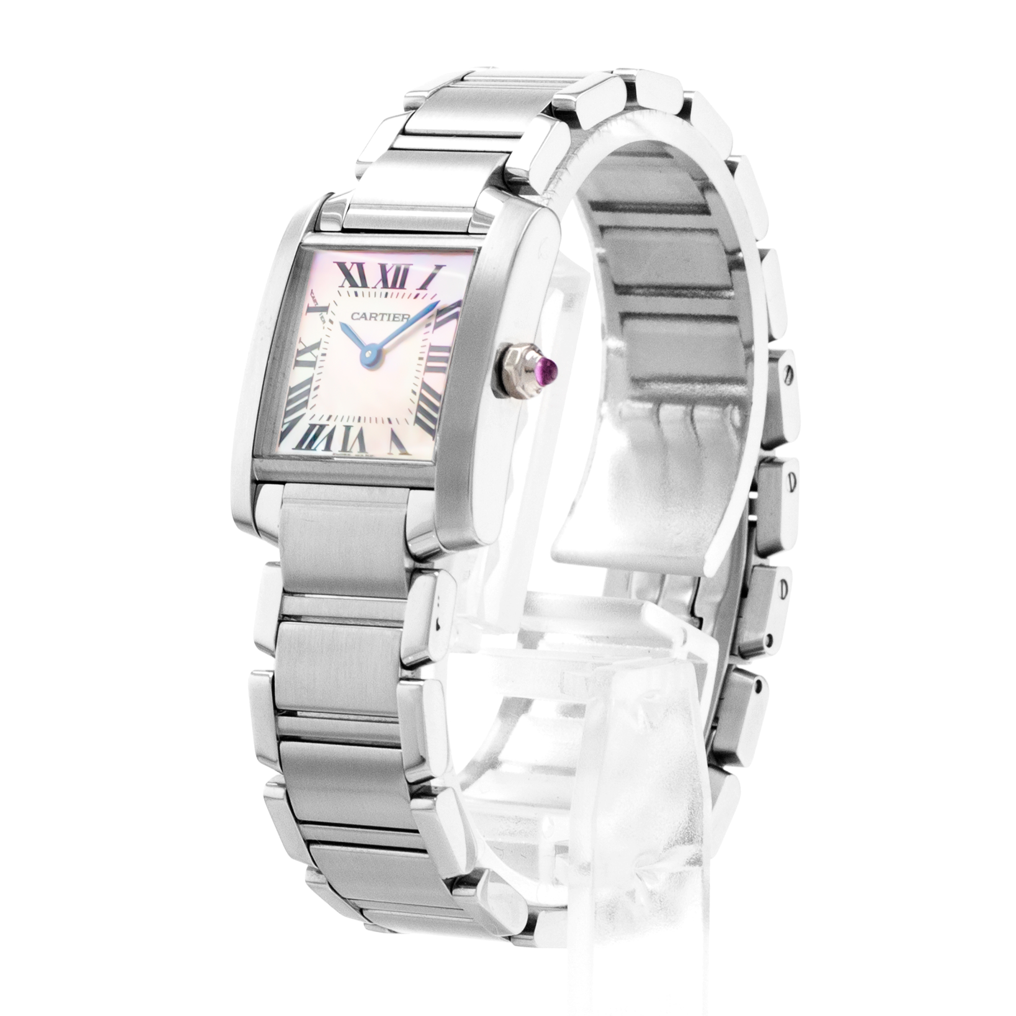 Cartier Tank Française W51028Q3 Pink Mother Of Pearl Steel Quartz Ladies Watch thumbnail 5