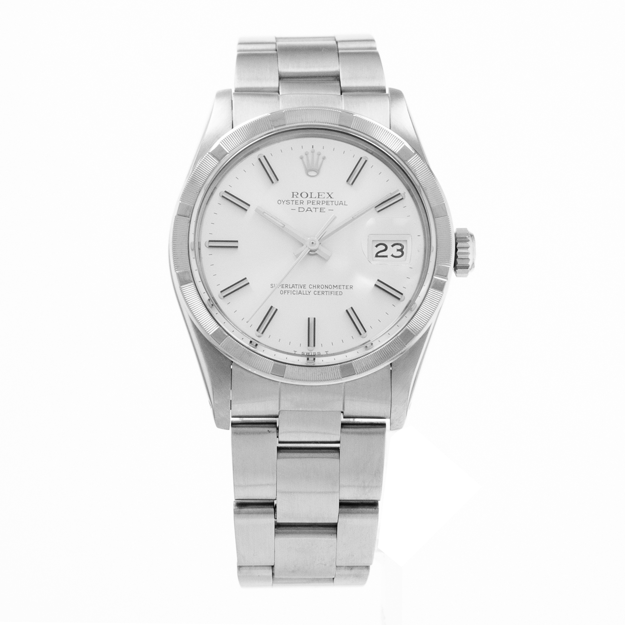 Rolex Oyster Perpetual Date 15010 34mm Silver Index Steel Oyster Mens Watch thumbnail 2