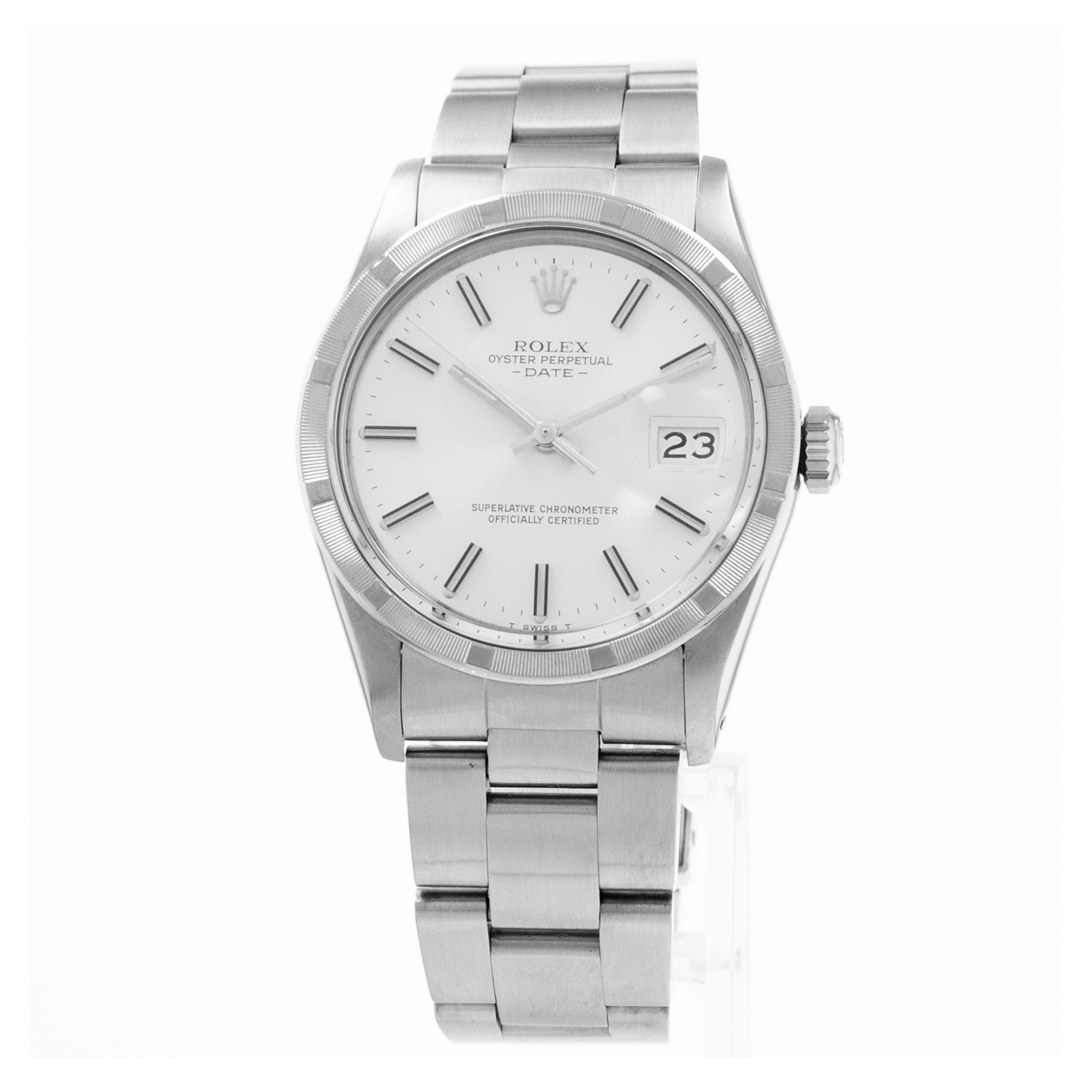 Rolex Oyster Perpetual Date 15010 34mm Silver Index Steel Oyster Mens Watch thumbnail 3