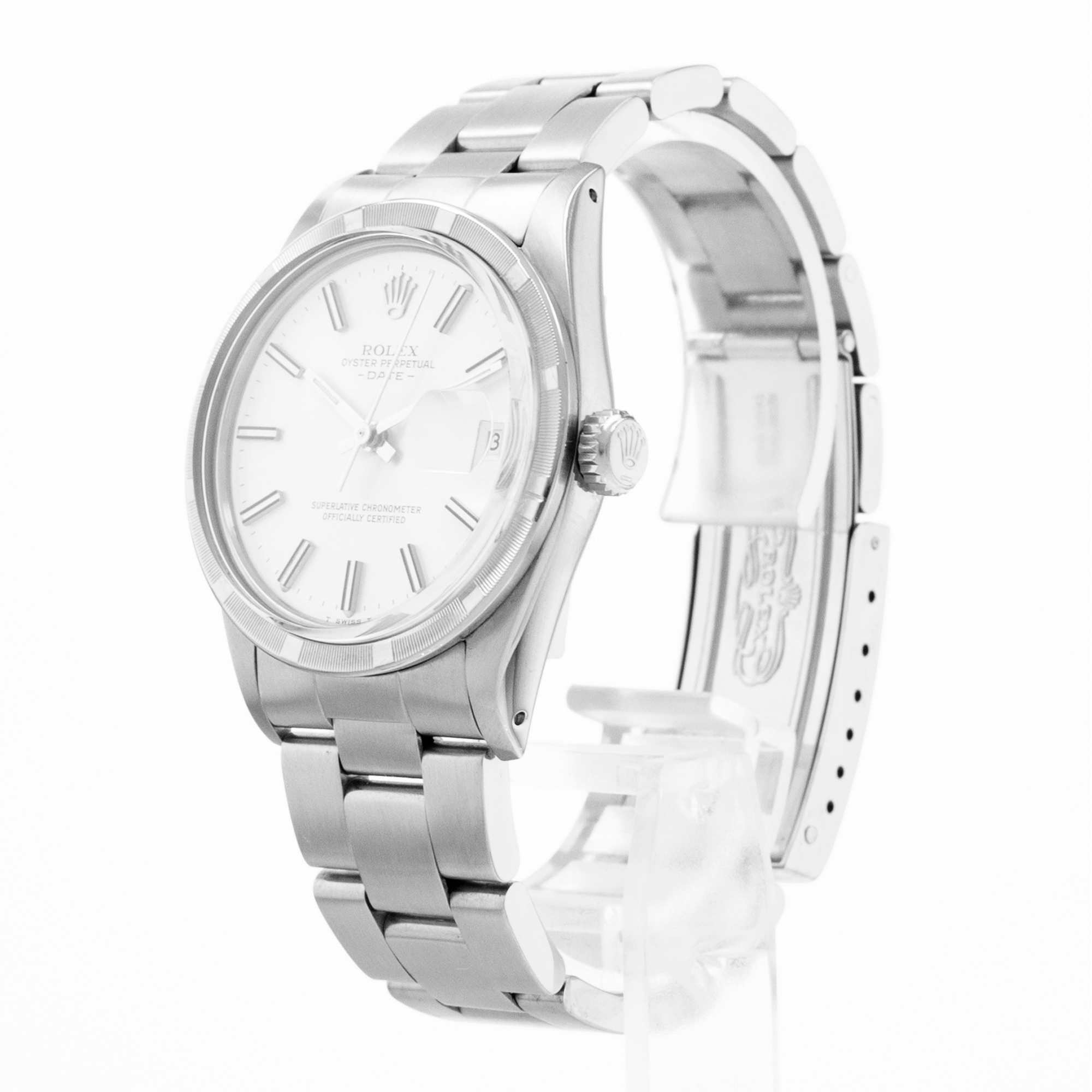 Rolex Oyster Perpetual Date 15010 34mm Silver Index Steel Oyster Mens Watch thumbnail 4