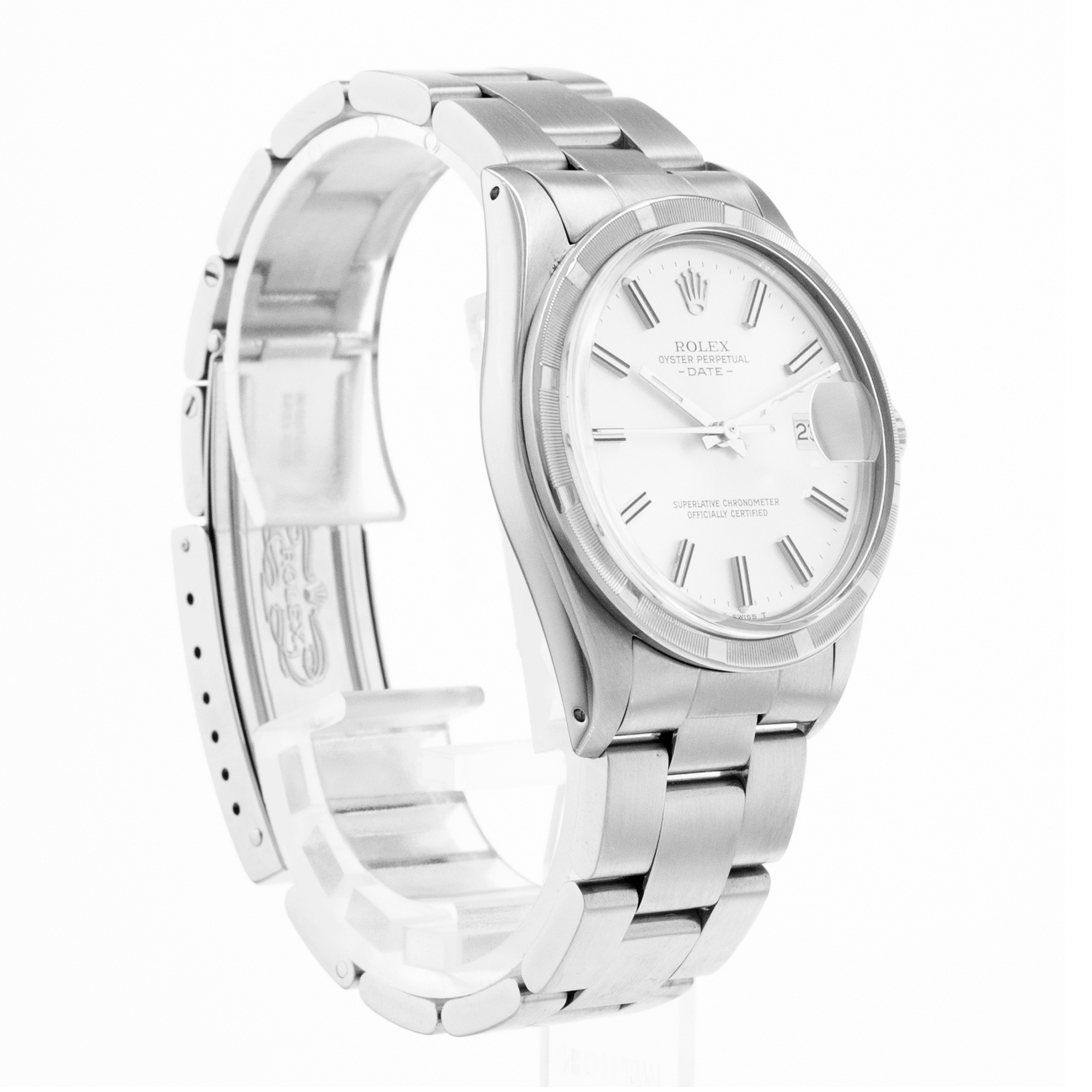 Rolex Oyster Perpetual Date 15010 34mm Silver Index Steel Oyster Mens Watch thumbnail 7