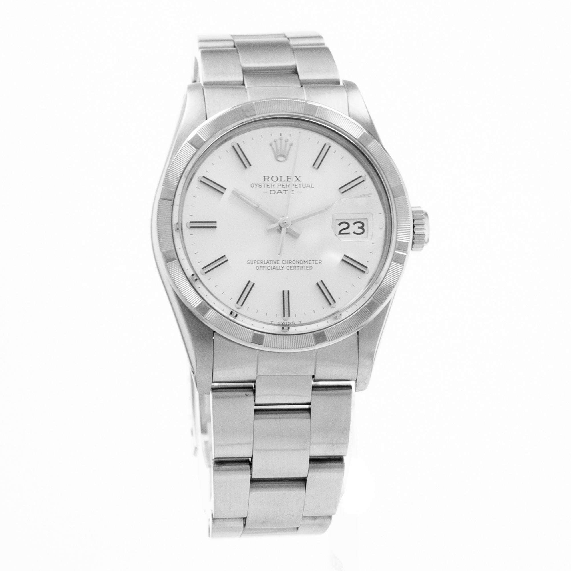 Rolex Oyster Perpetual Date 15010 34mm Silver Index Steel Oyster Mens Watch thumbnail 8