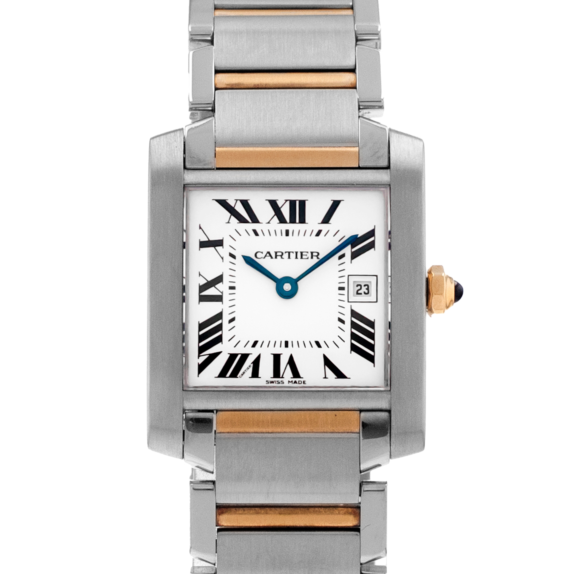 Cartier Tank Française W51012Q4 2465 25mm Steel Yellow Gold Quartz Men Watch thumbnail 1