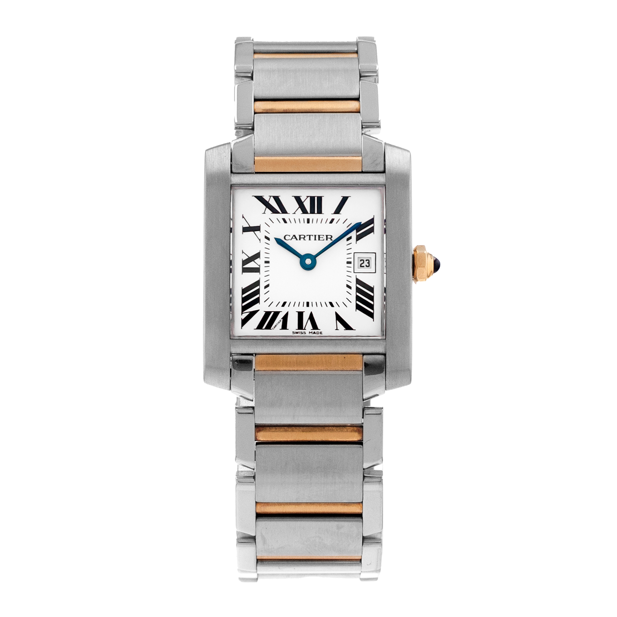 Cartier Tank Française W51012Q4 2465 25mm Steel Yellow Gold Quartz Men Watch thumbnail 2