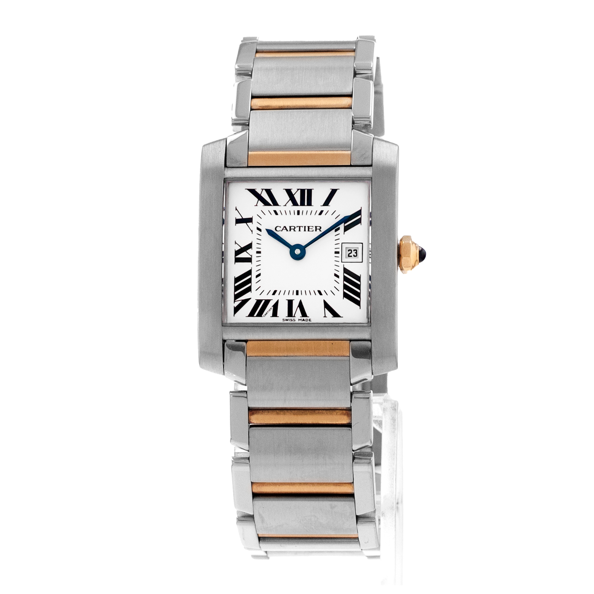 Cartier Tank Française W51012Q4 2465 25mm Steel Yellow Gold Quartz Men Watch thumbnail 4