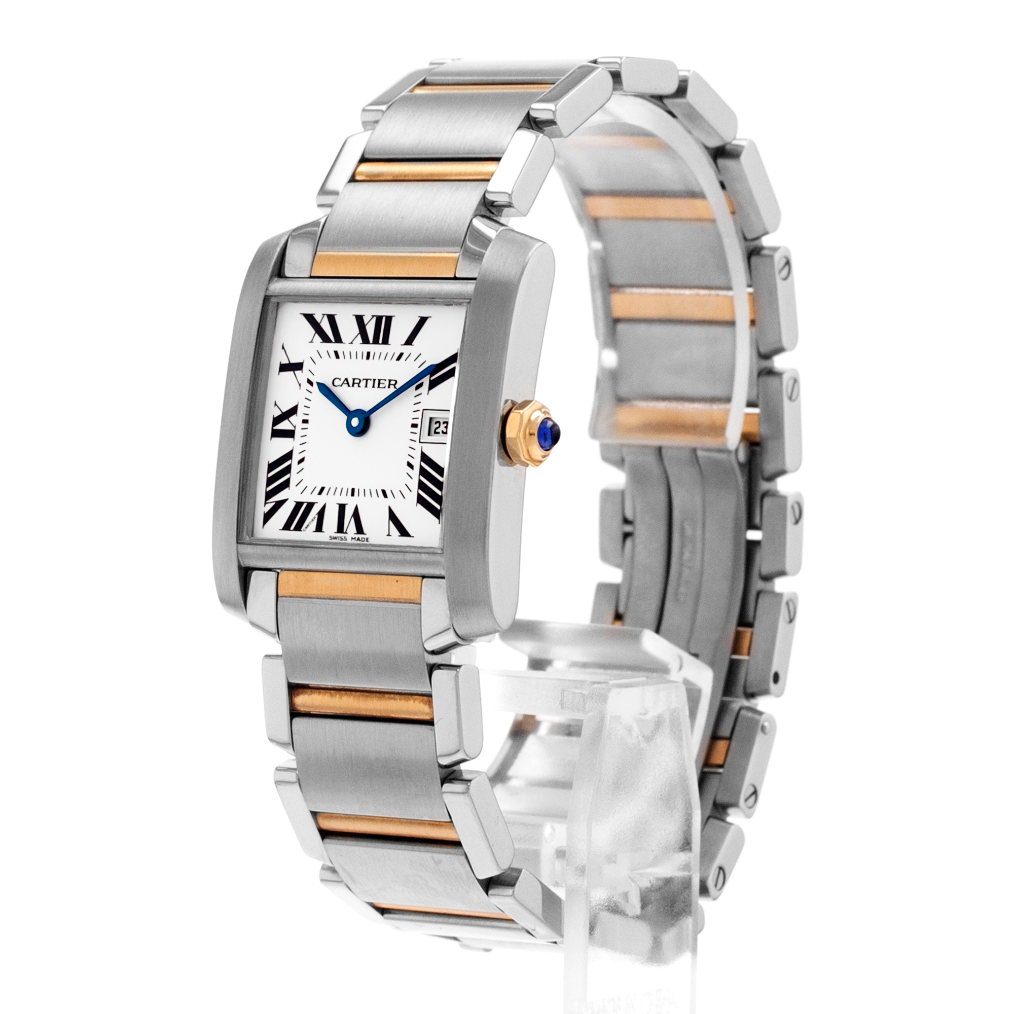 Cartier Tank Française W51012Q4 2465 25mm Steel Yellow Gold Quartz Men Watch thumbnail 5