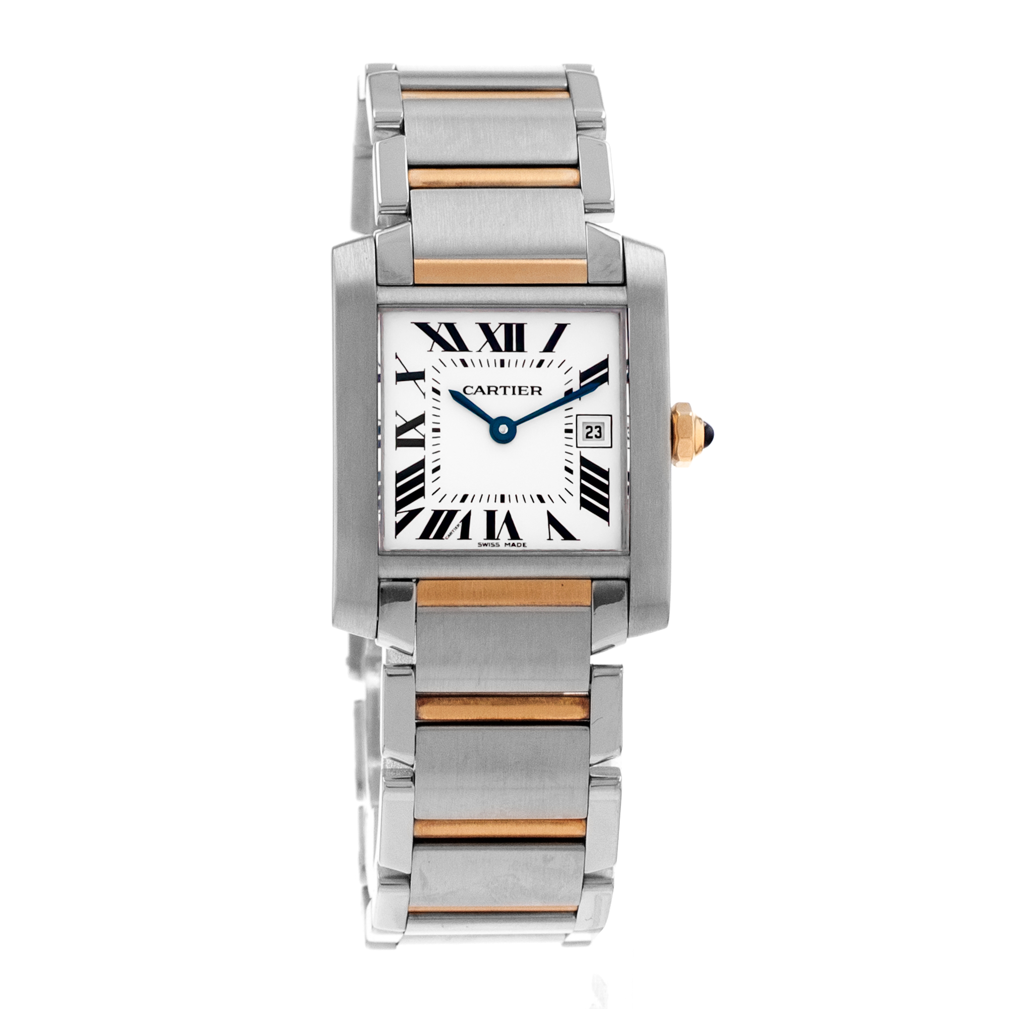 Cartier Tank Française W51012Q4 2465 25mm Steel Yellow Gold Quartz Men Watch thumbnail 9