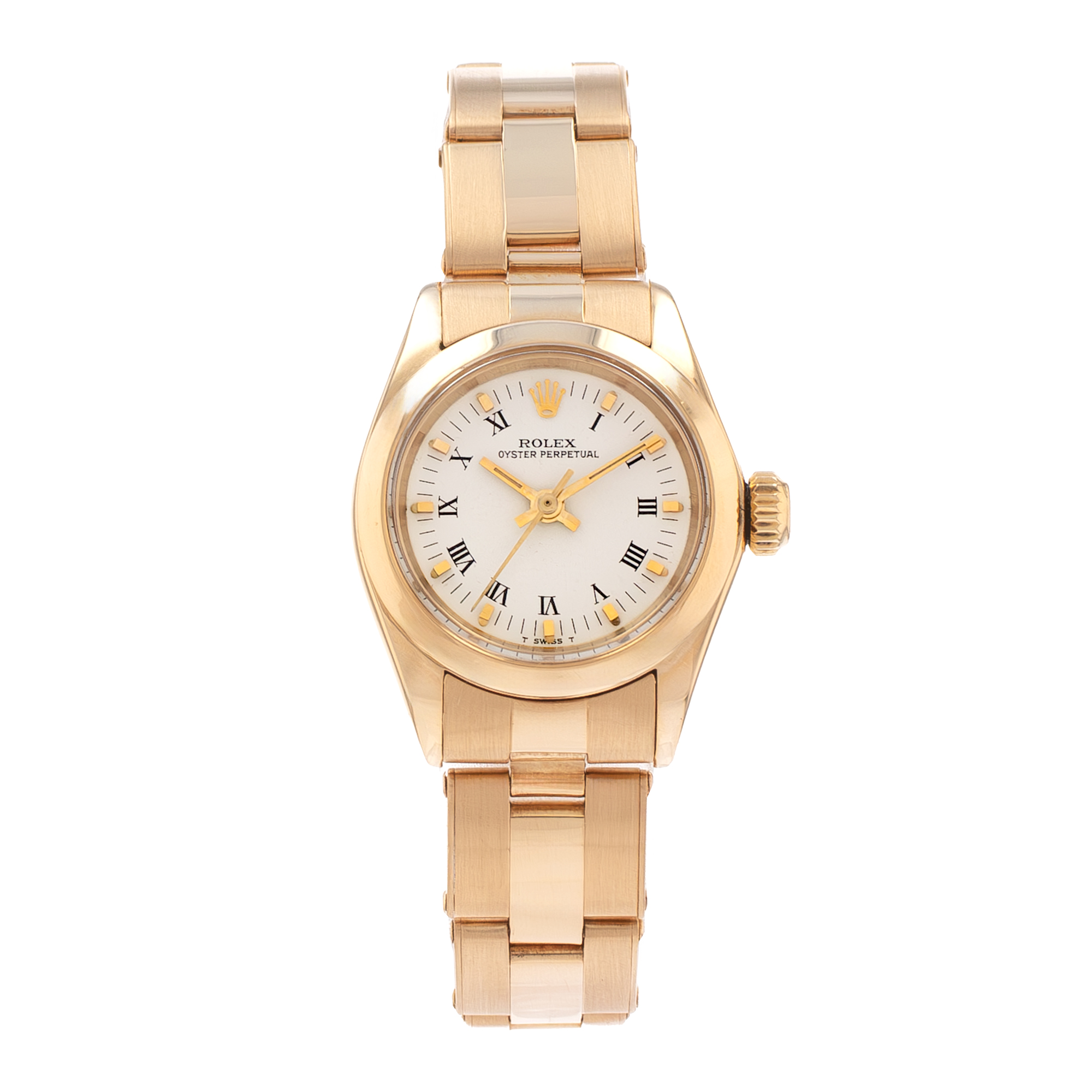 Rolex Oyster Perpetual 26 6718 White Arabic Yellow Gold Oyster Ladies Watch thumbnail 2
