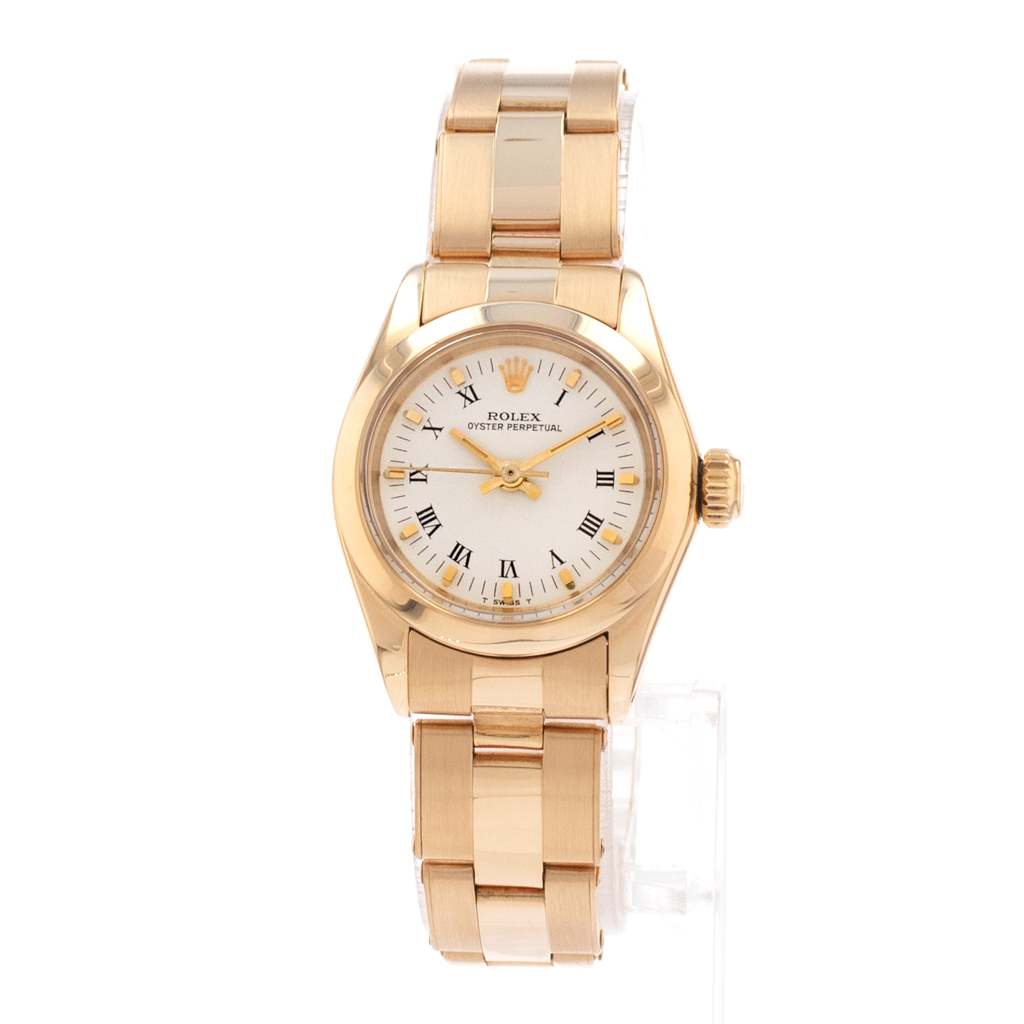 Rolex Oyster Perpetual 26 6718 White Arabic Yellow Gold Oyster Ladies Watch thumbnail 3
