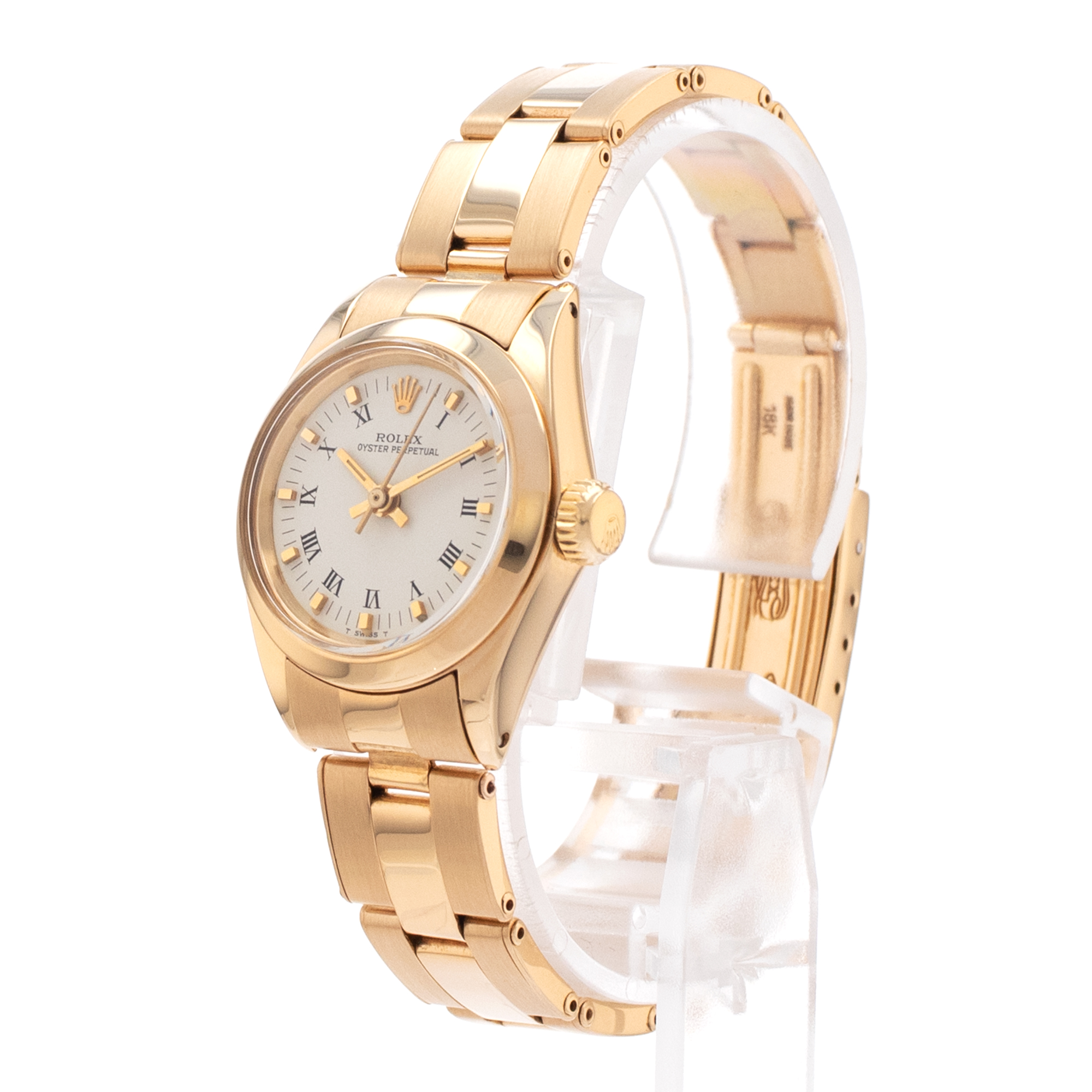 Rolex Oyster Perpetual 26 6718 White Arabic Yellow Gold Oyster Ladies Watch thumbnail 4