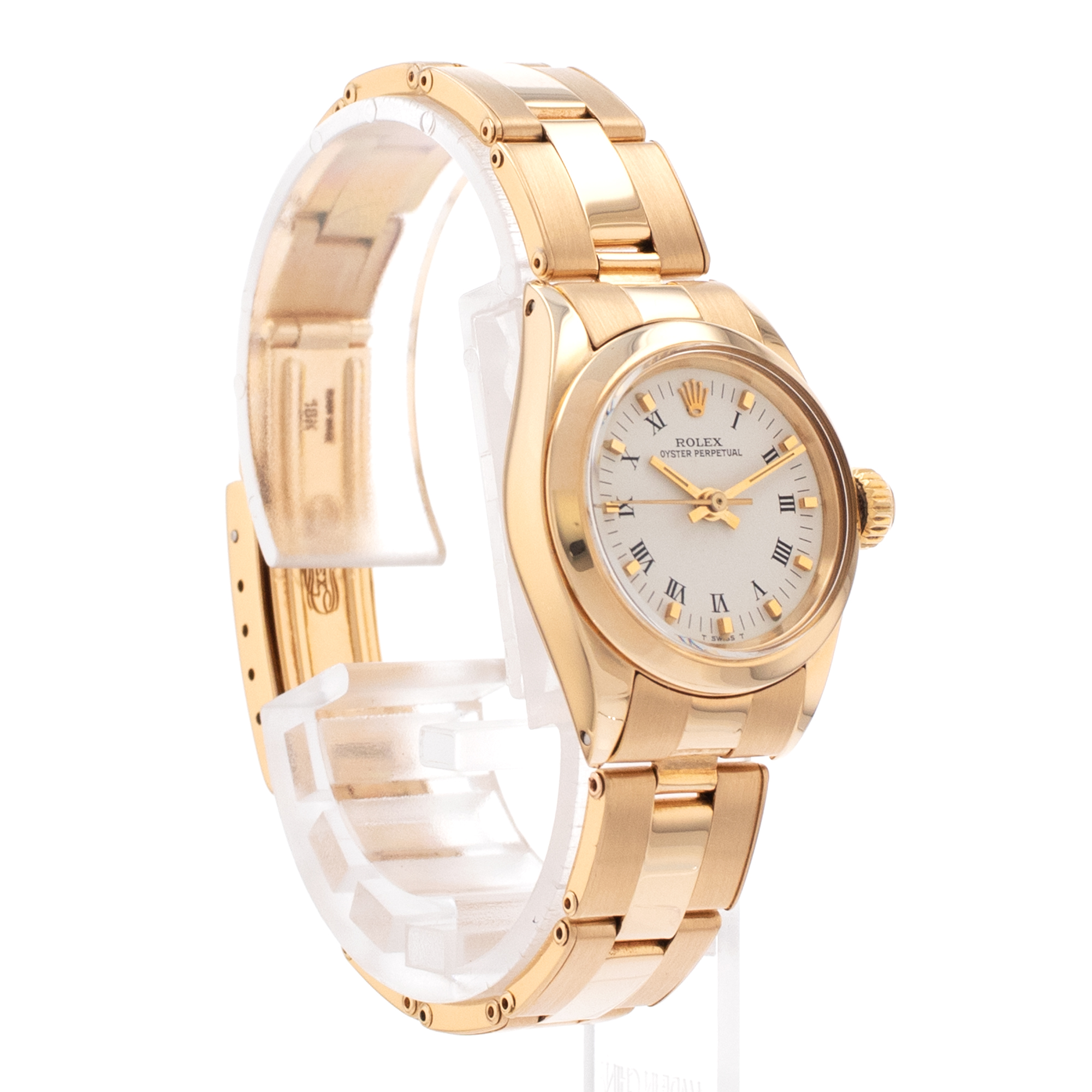 Rolex Oyster Perpetual 26 6718 White Arabic Yellow Gold Oyster Ladies Watch thumbnail 7