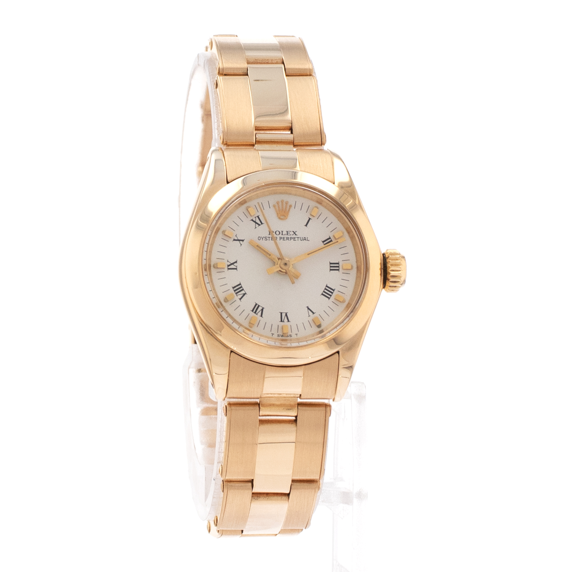 Rolex Oyster Perpetual 26 6718 White Arabic Yellow Gold Oyster Ladies Watch thumbnail 8