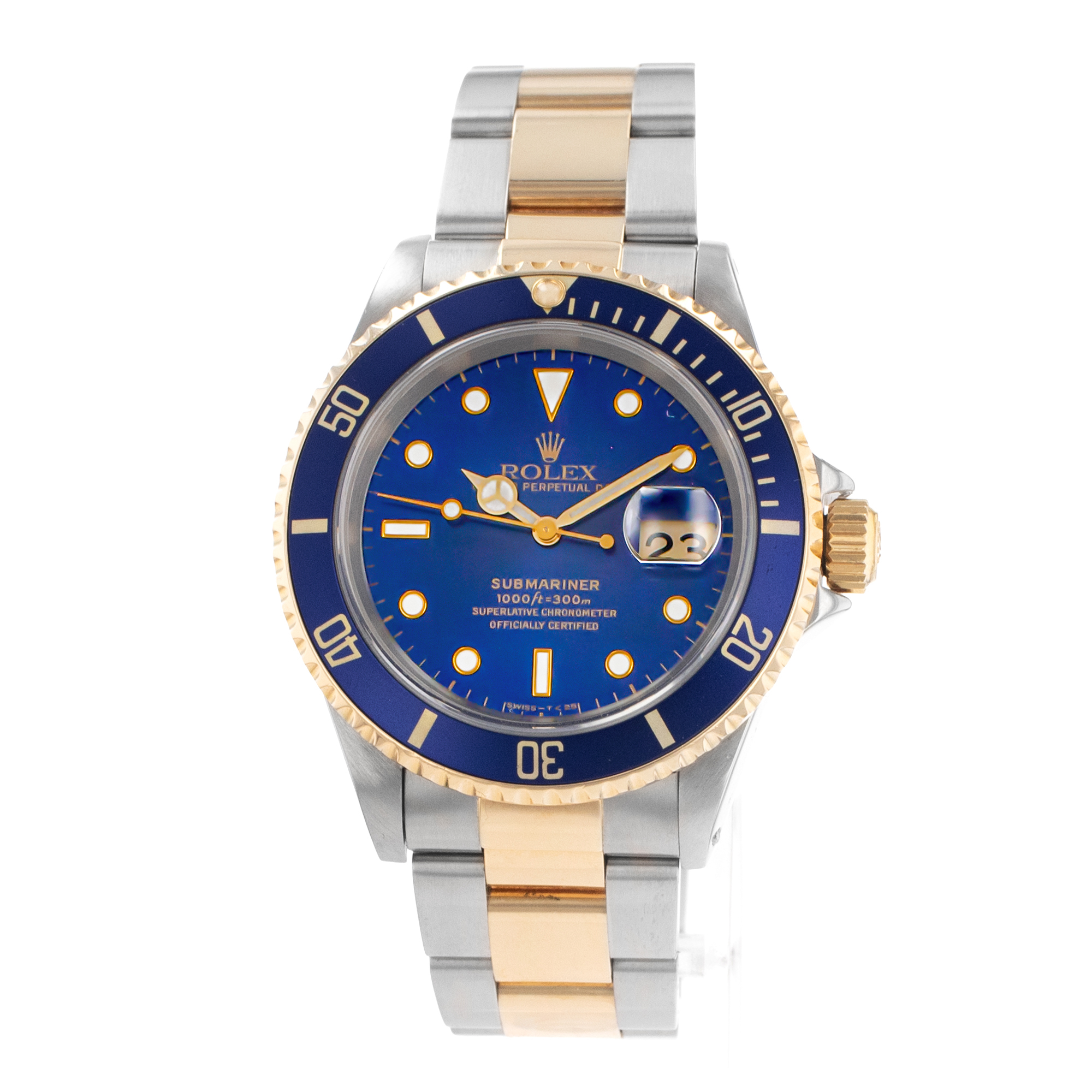 Rolex Submariner Date 16613 40mm Bluesy Two Tone Steel Gold Mens Watch 1998 thumbnail 4