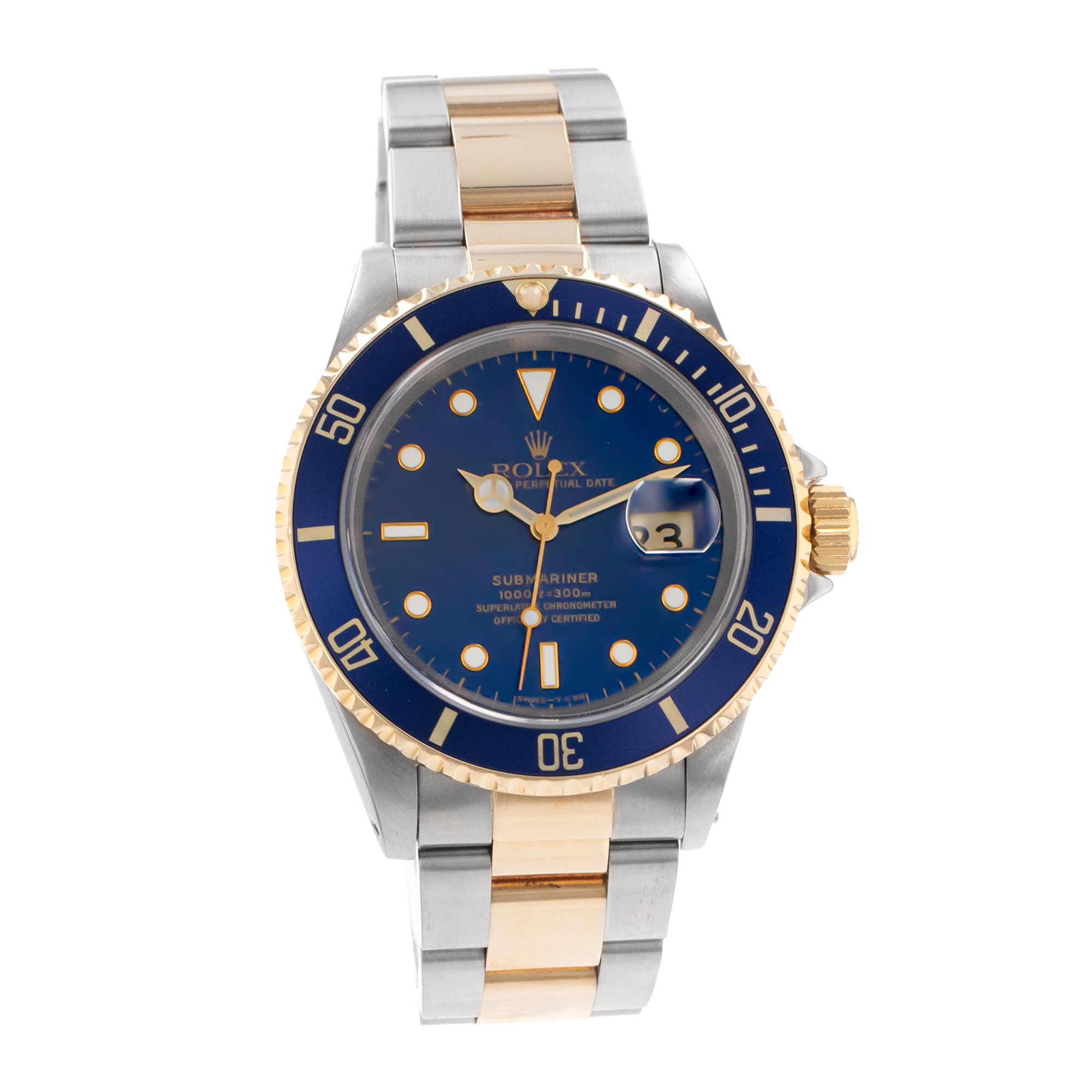 Rolex Submariner Date 16613 40mm Bluesy Two Tone Steel Gold Mens Watch 1998 thumbnail 9