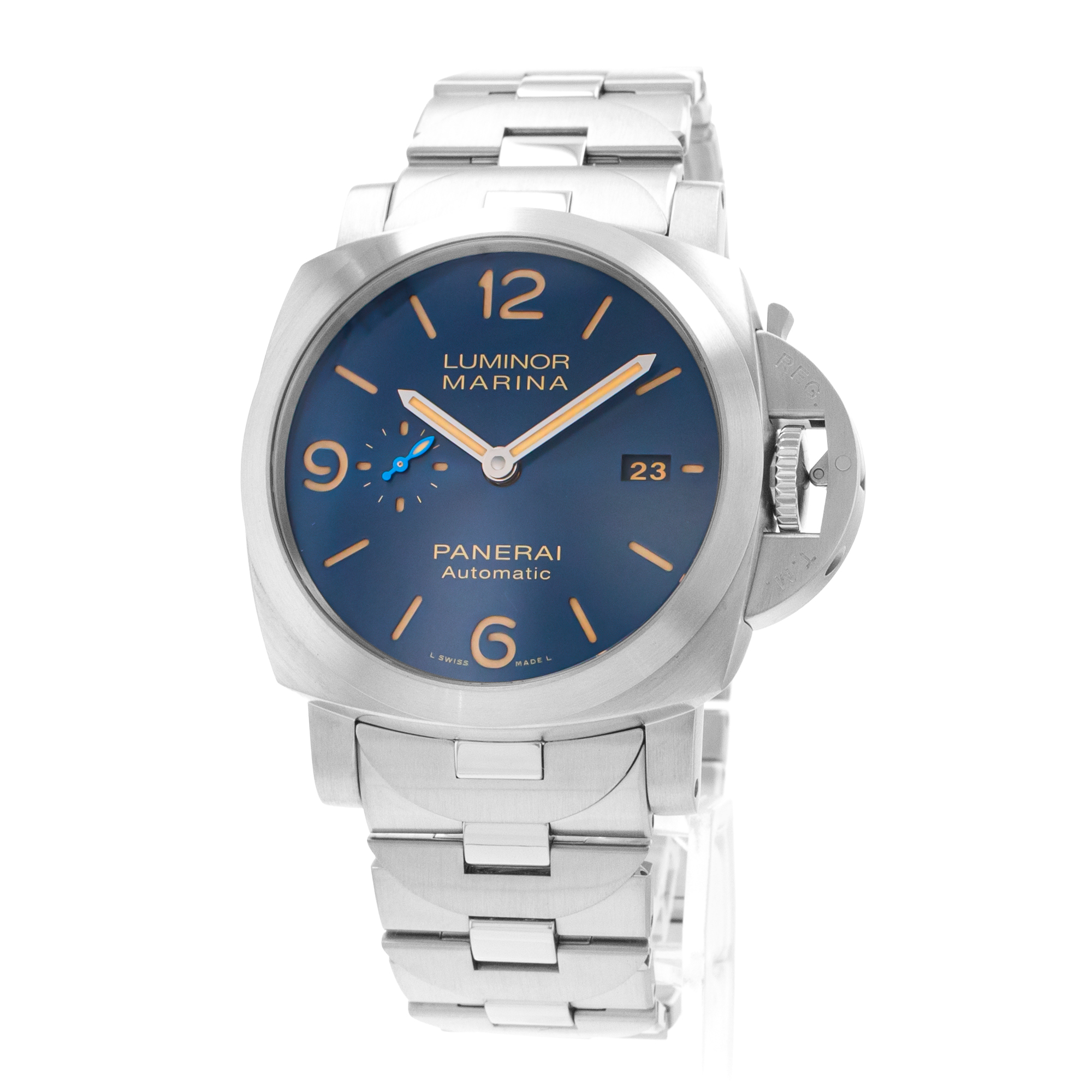 Panerai Luminor Marina PAM01058 44mm Blue Arabic Steel Automatic Mens Watch 2019 thumbnail 3
