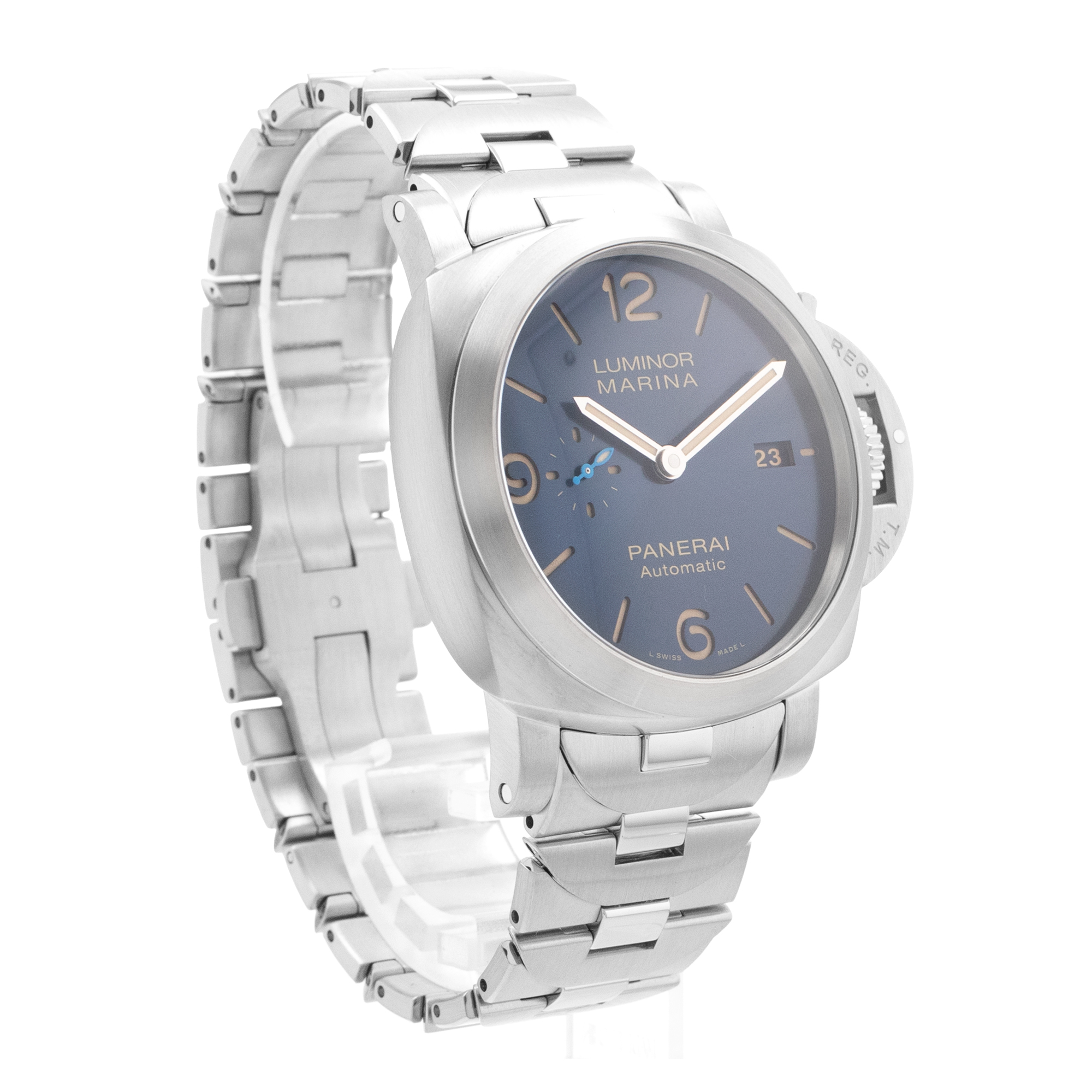 Panerai Luminor Marina PAM01058 44mm Blue Arabic Steel Automatic Mens Watch 2019 thumbnail 7