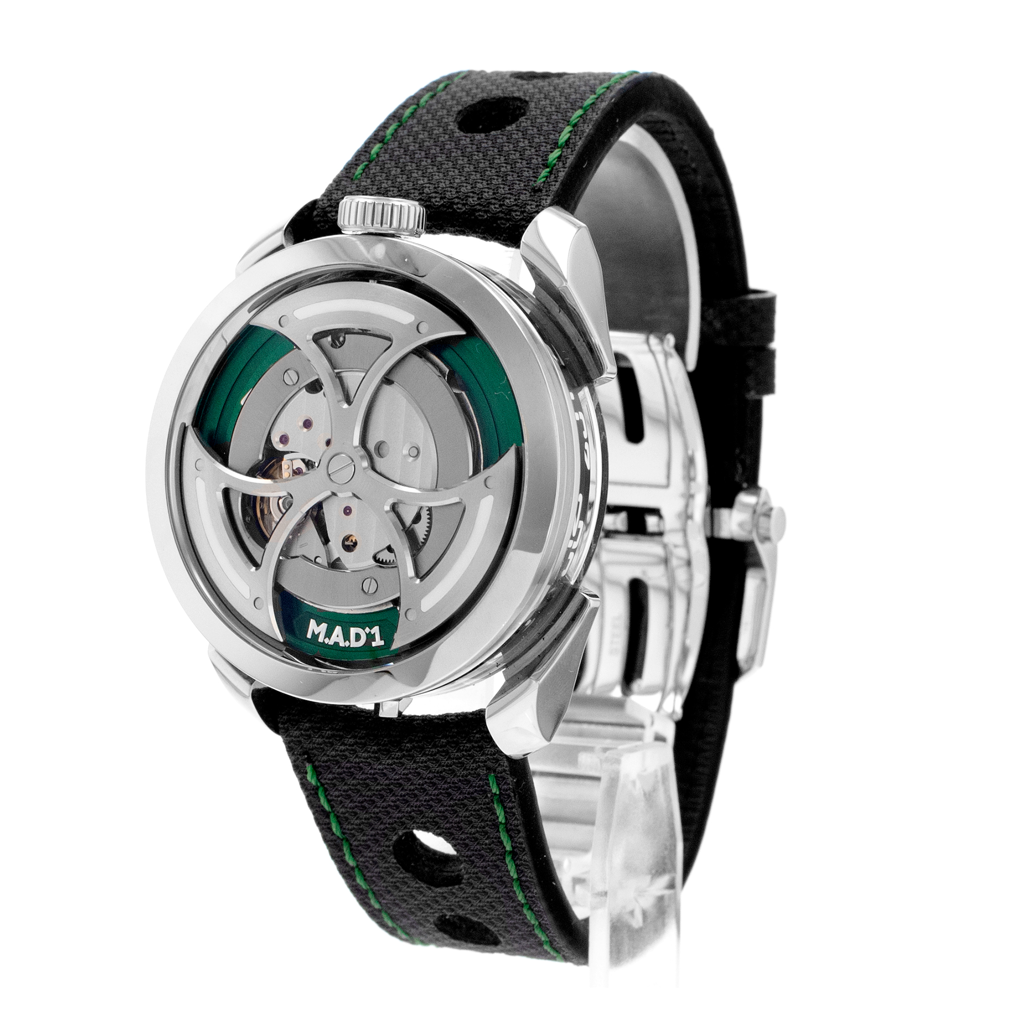 Mb&f MAD Editions M.A.D.1 42mm Green Edition Skeleton Steel Mens Watch 2023 thumbnail 4
