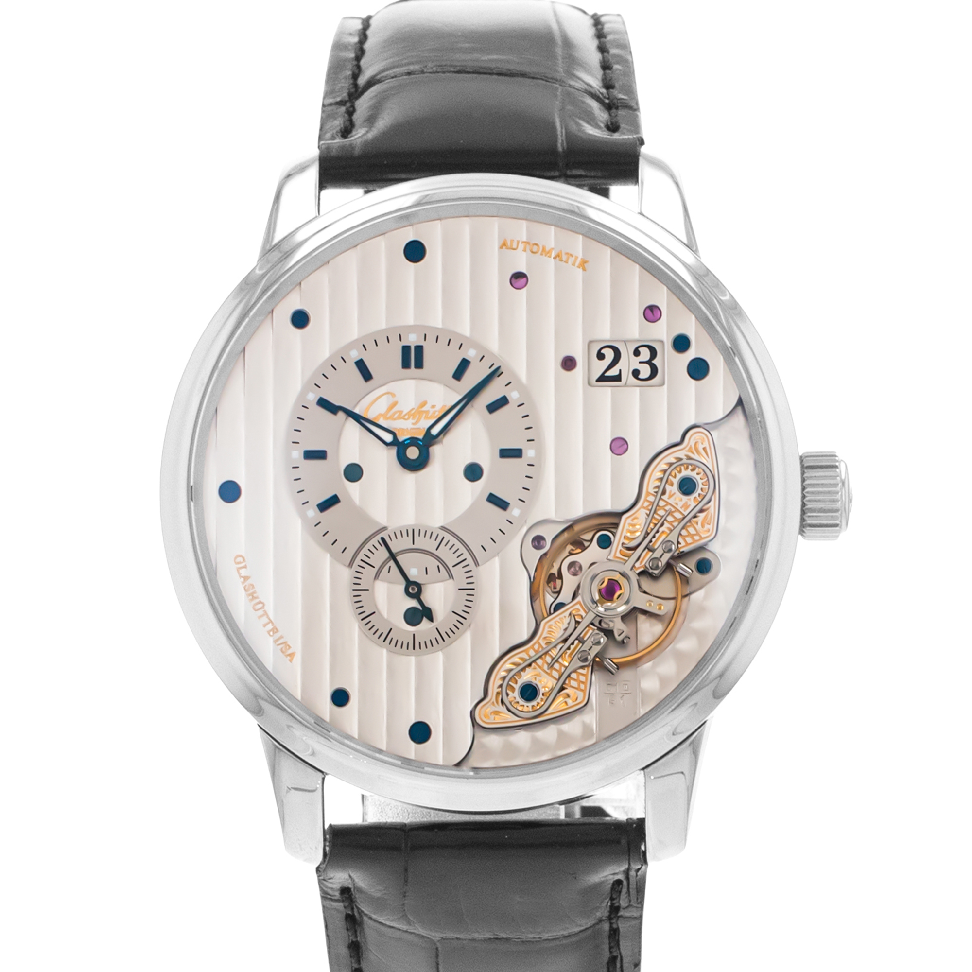 Glashutte Original PanoMaticInverse 1-91-02-02-02-30 42mm Silver Dial Mens Watch thumbnail 1
