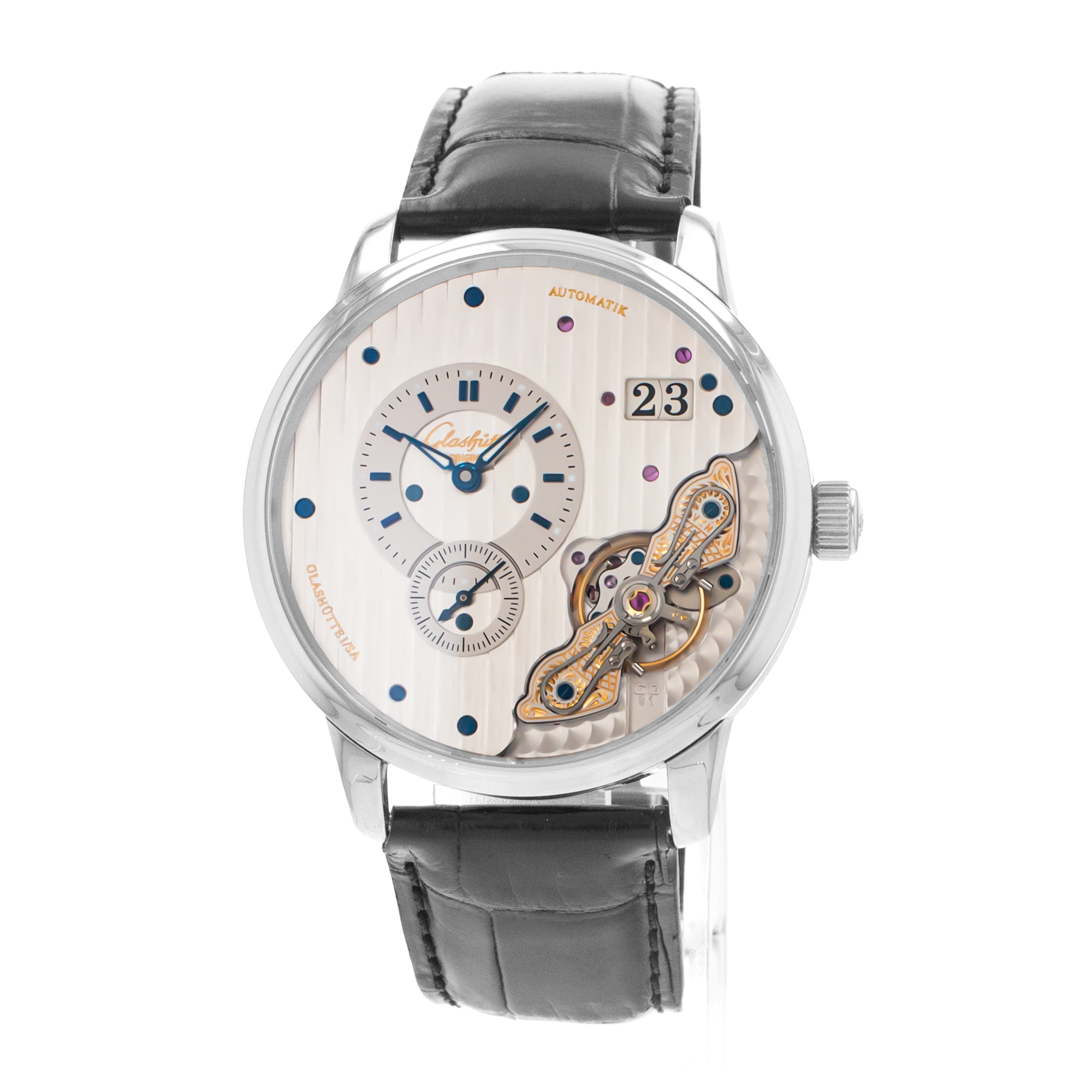 Glashutte Original PanoMaticInverse 1-91-02-02-02-30 42mm Silver Dial Mens Watch thumbnail 3