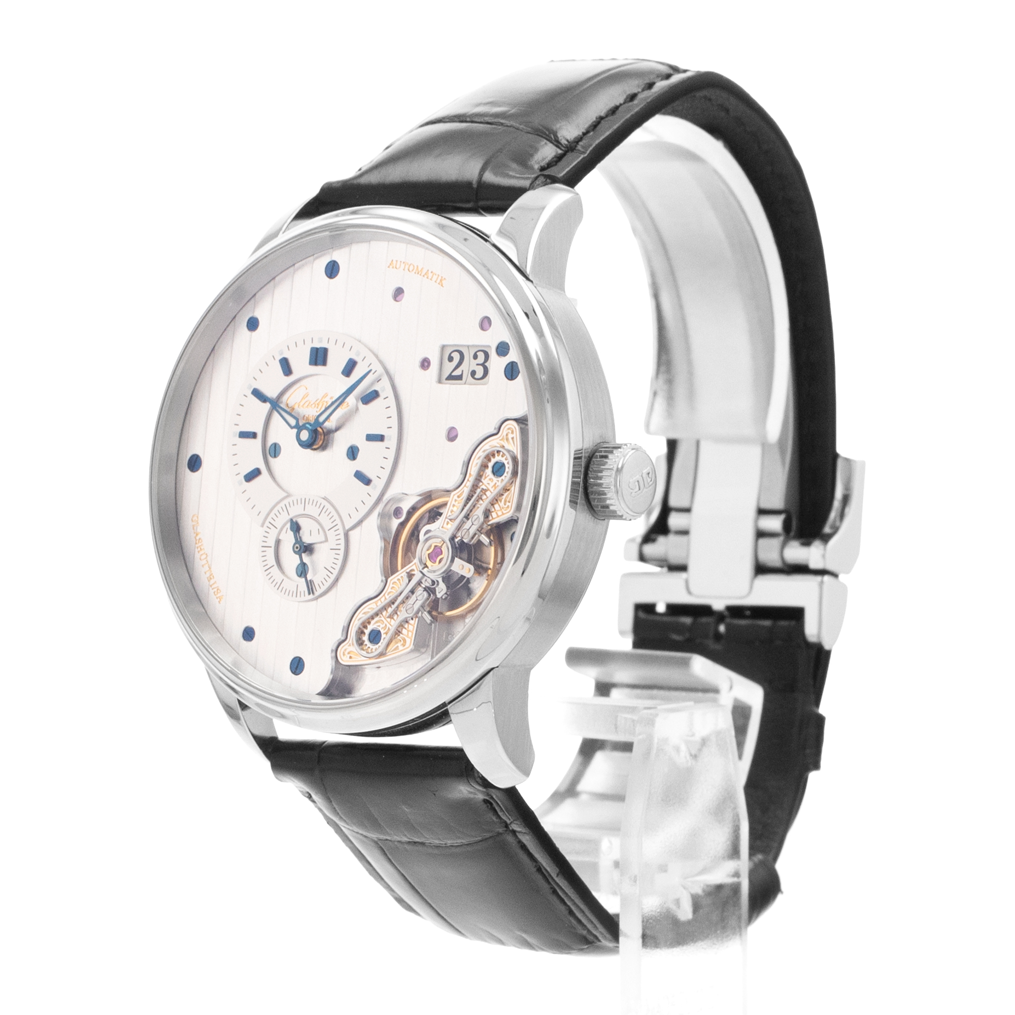Glashutte Original PanoMaticInverse 1-91-02-02-02-30 42mm Silver Dial Mens Watch thumbnail 4
