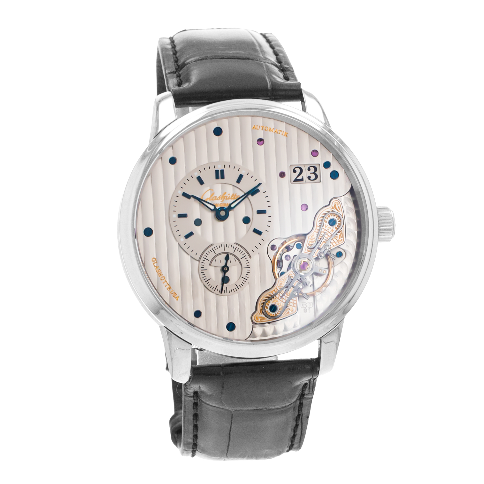 Glashutte Original PanoMaticInverse 1-91-02-02-02-30 42mm Silver Dial Mens Watch thumbnail 8