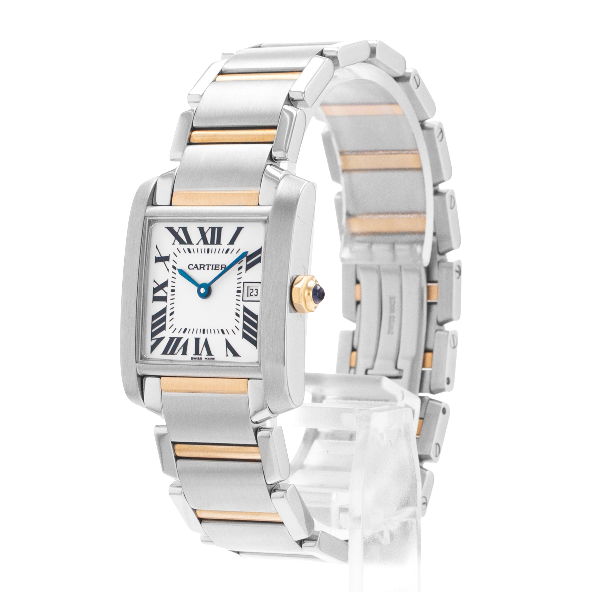 Cartier Tank Francaise W51012Q4 2465 25mm Roman Numeral Steel Gold Ladies Watch thumbnail 4
