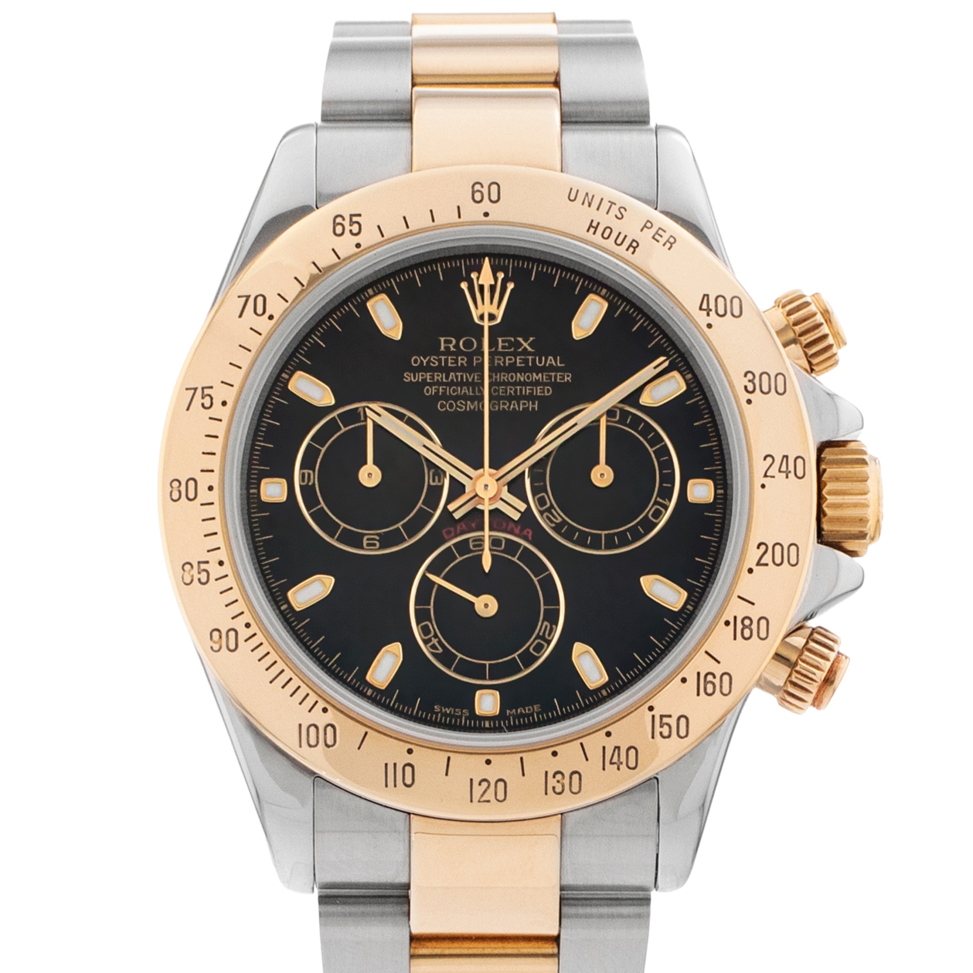 Rolex Daytona 116523 40mm Black Index Steel Gold Chronogrpah Mens Watch thumbnail 1
