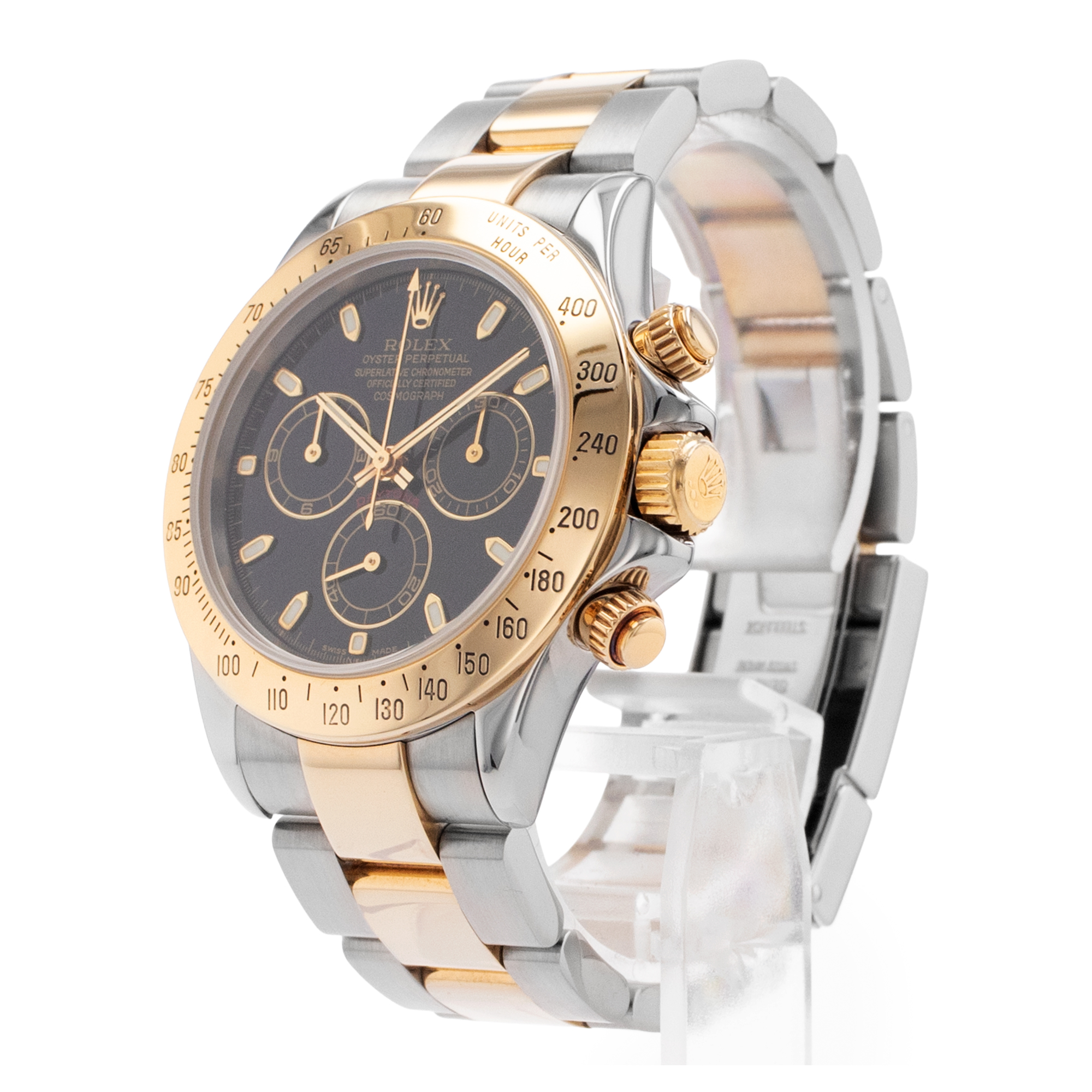 Rolex Daytona 116523 40mm Black Index Steel Gold Chronogrpah Mens Watch thumbnail 4