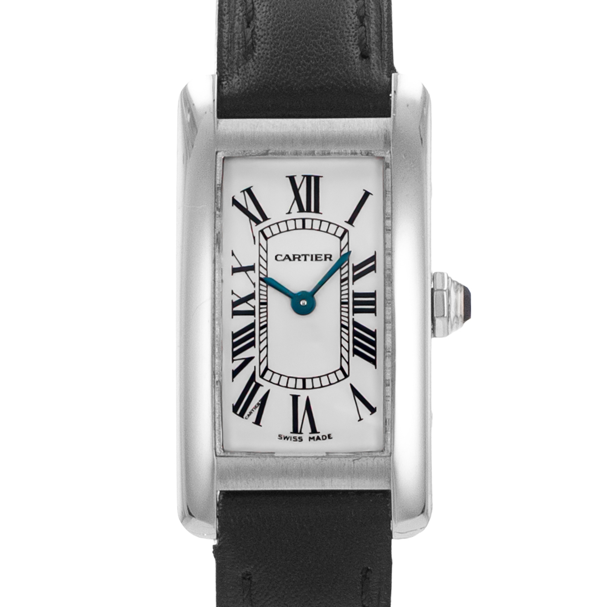 Cartier Tank Américaine 2489 Silver Dial White Gold Leather Ladies Watch thumbnail 1
